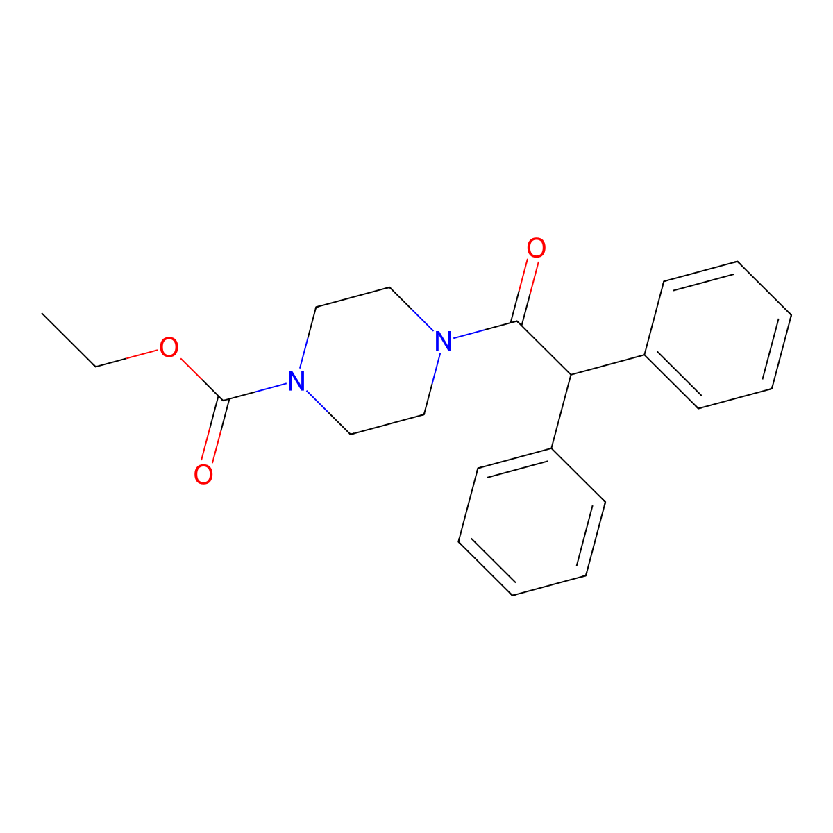 1-Piperazinecarboxylic acid, 4-(diphenylacetyl)-, ethyl ester molecular structure, CAS 690673-54-2