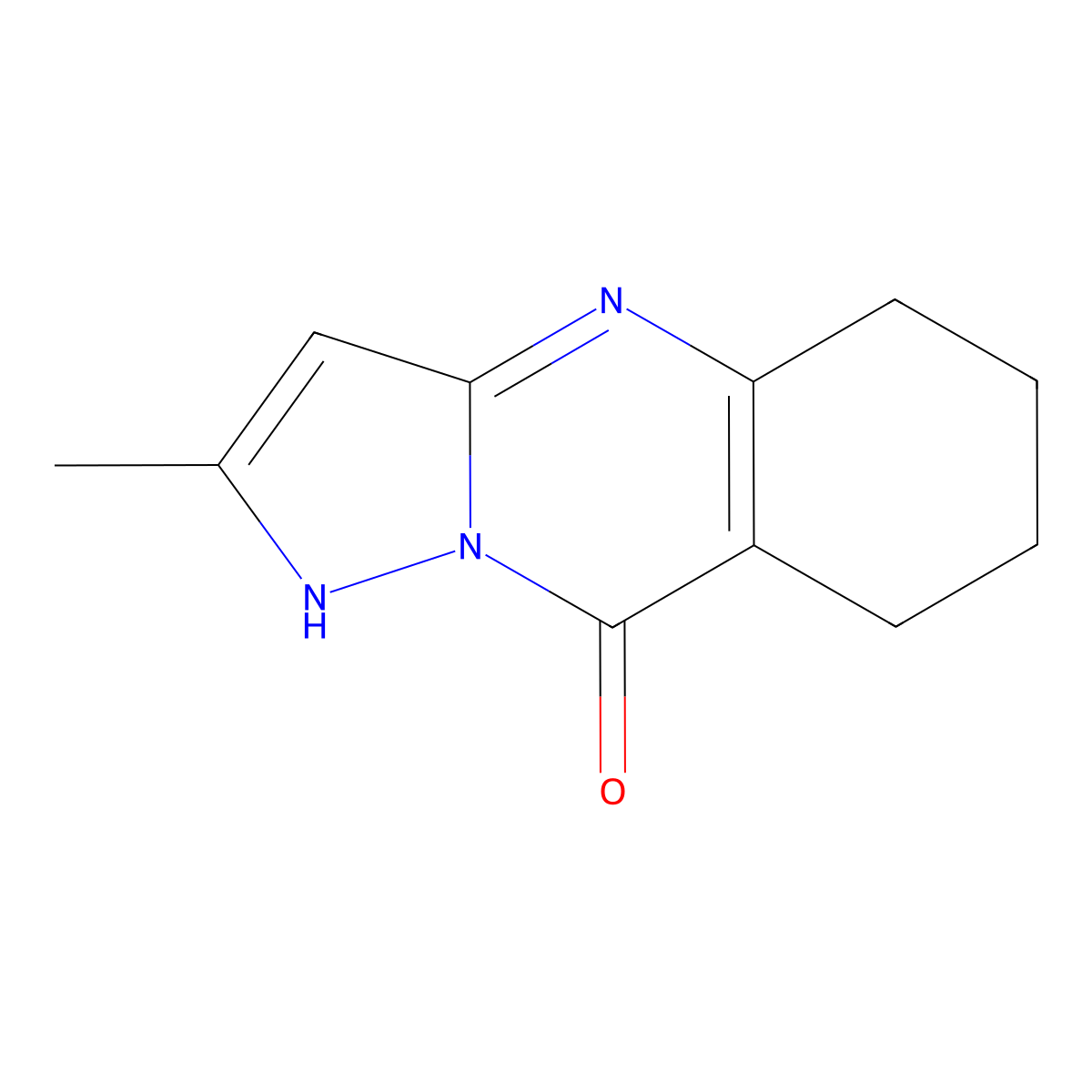 2-methyl-4H,5H,6H,7H,8H,9H-pyrazolo[3,2-b]quinazolin-9-one molecular structure, CAS 690674-59-0