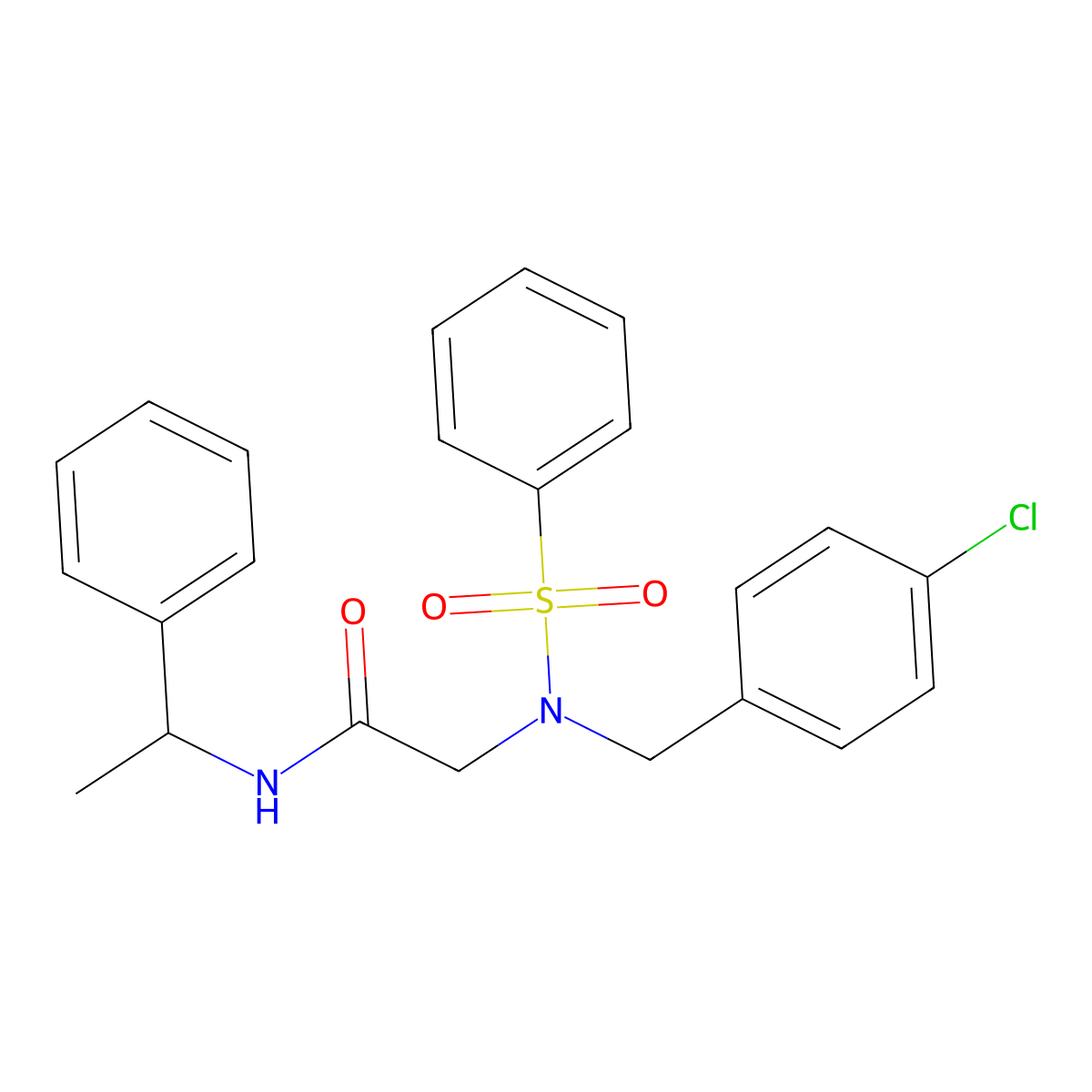 2-[benzenesulfonyl-[(4-chlorophenyl)methyl]amino]-N-(1-phenylethyl)acetamide molecular structure, CAS 690676-10-9