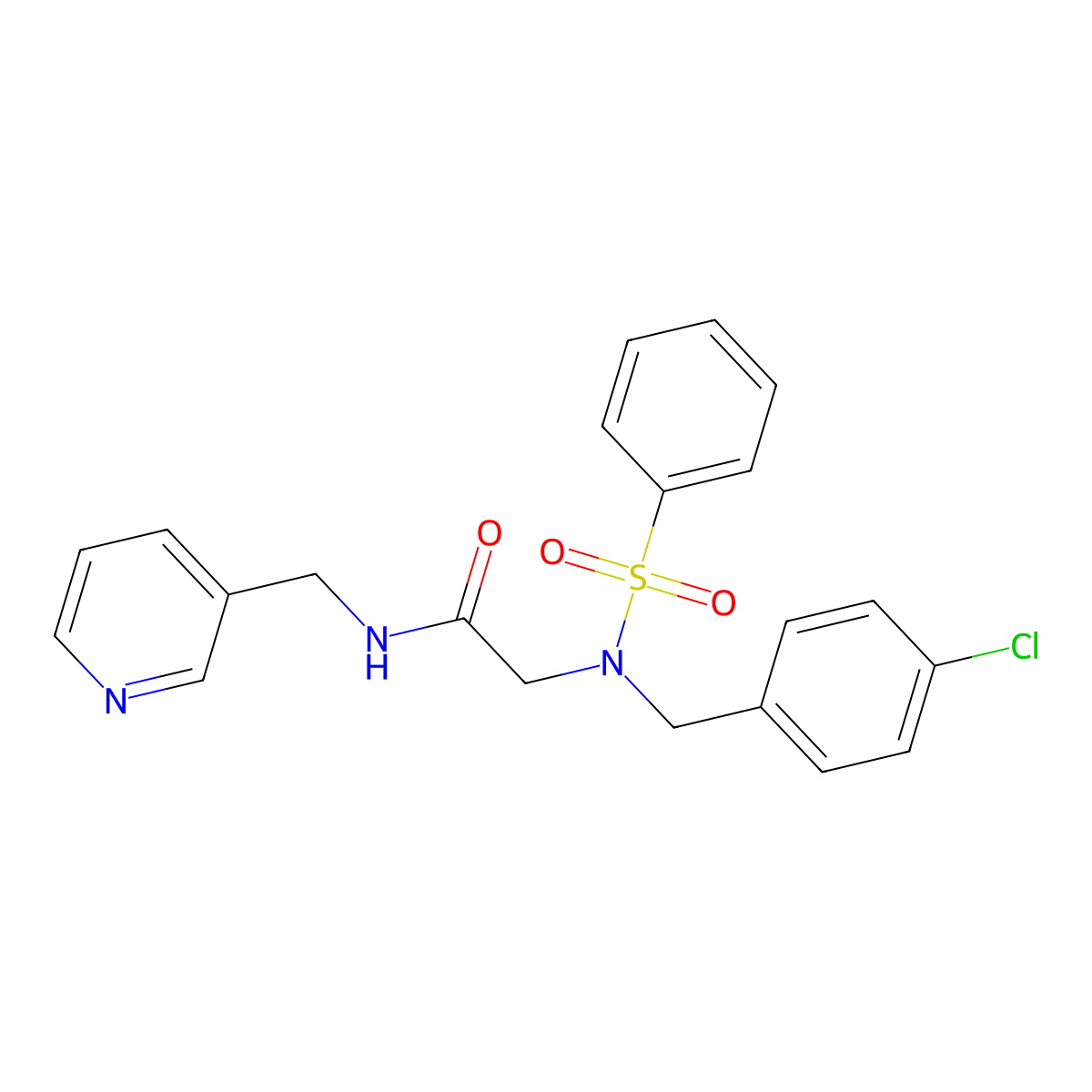 2-[benzenesulfonyl-[(4-chlorophenyl)methyl]amino]-N-(pyridin-3-ylmethyl)acetamide molecular structure, CAS 690676-27-8
