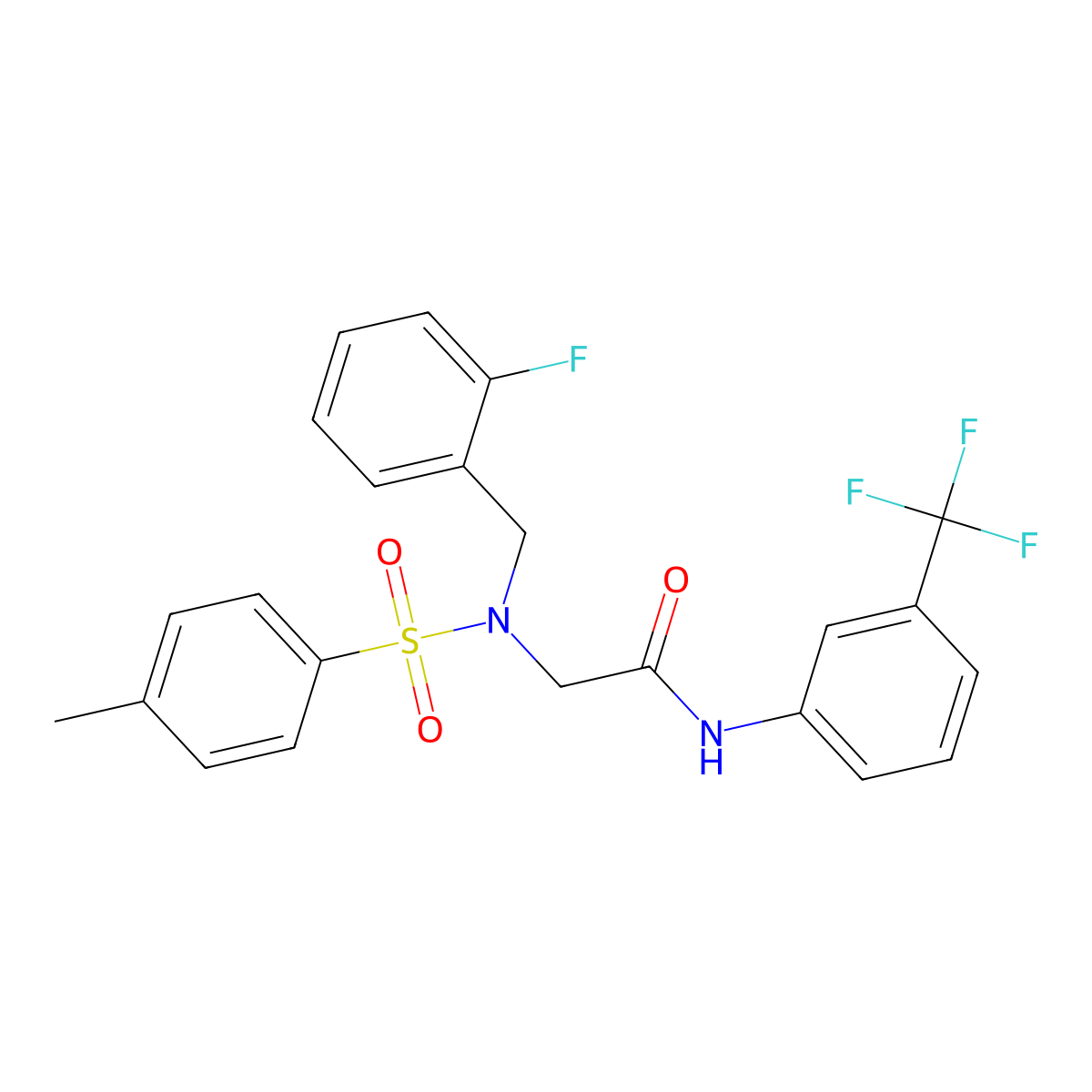 2-[(2-fluorophenyl)methyl-(4-methylphenyl)sulfonylamino]-N-[3-(trifluoromethyl)phenyl]acetamide molecular structure, CAS 690677-55-5