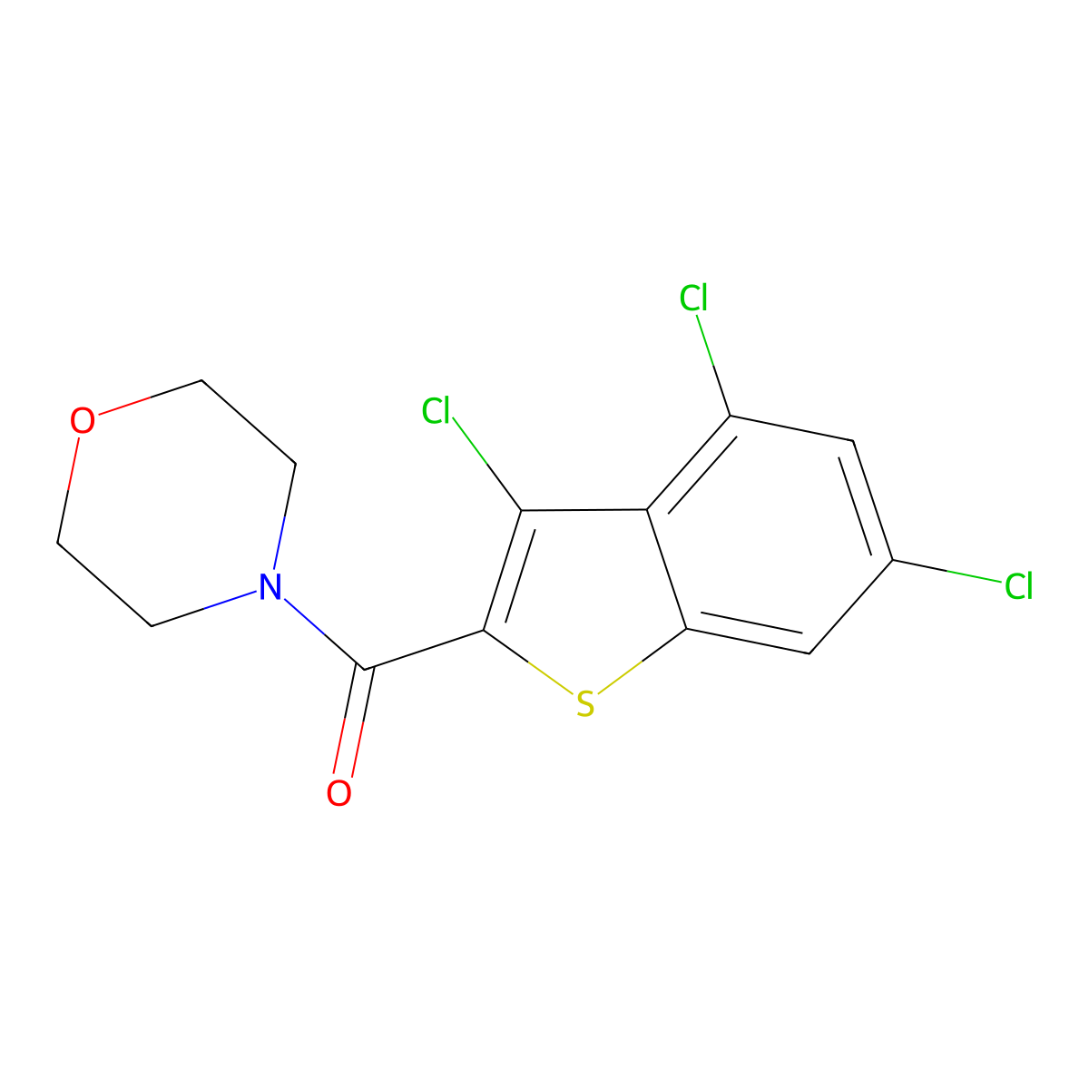 Morpholin-4-yl-(3,4,6-trichloro-1-benzothiophen-2-yl)methanone molecular structure, CAS 690677-86-2
