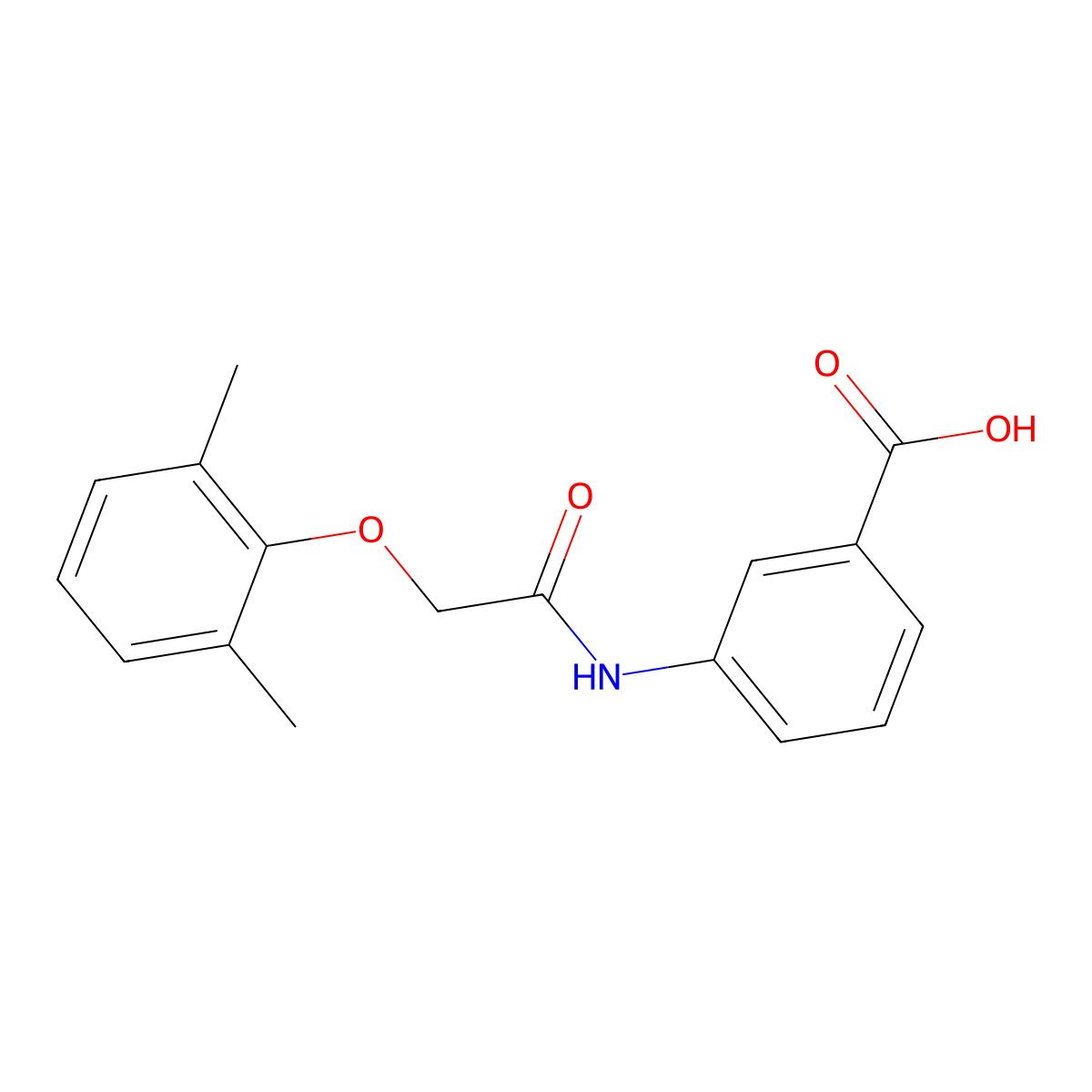 3-{[(2,6-Dimethylphenoxy)acetyl]amino}benzoic acid molecular structure, CAS 690678-63-8