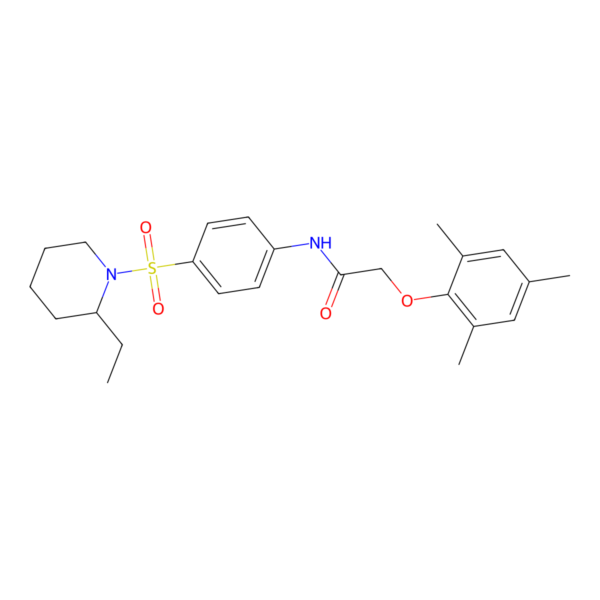 N-[4-(2-ethylpiperidin-1-yl)sulfonylphenyl]-2-(2,4,6-trimethylphenoxy)acetamide molecular structure, CAS 690678-77-4