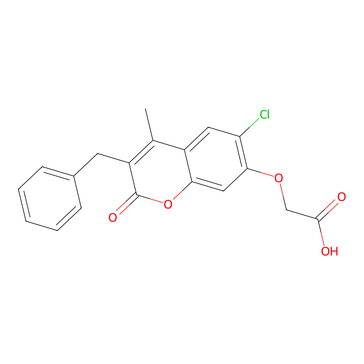 [(3-benzyl-6-chloro-4-methyl-2-oxo-2H-chromen-7-yl)oxy]acetic acid molecular structure, CAS 690679-66-4