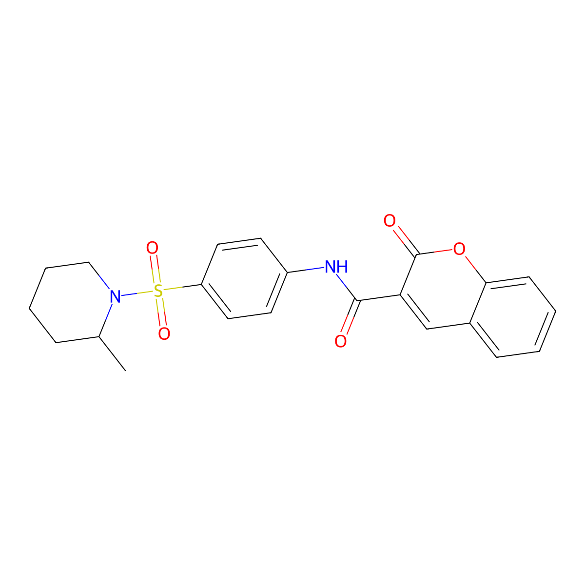 N-[4-(2-methylpiperidin-1-yl)sulfonylphenyl]-2-oxochromene-3-carboxamide molecular structure, CAS 690680-12-7