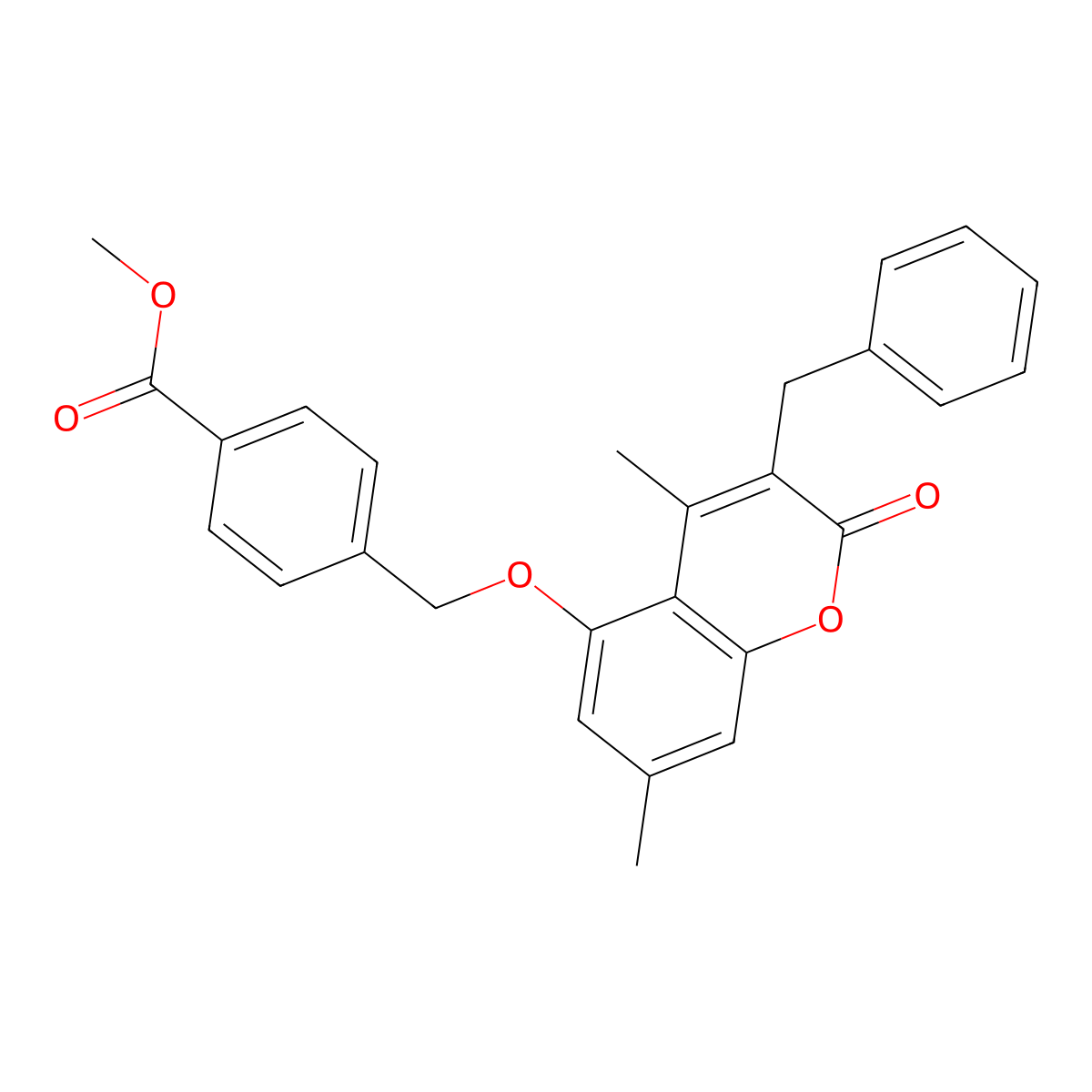 methyl 4-{[(3-benzyl-4,7-dimethyl-2-oxo-2H-chromen-5-yl)oxy]methyl}benzoate molecular structure, CAS 690680-16-1
