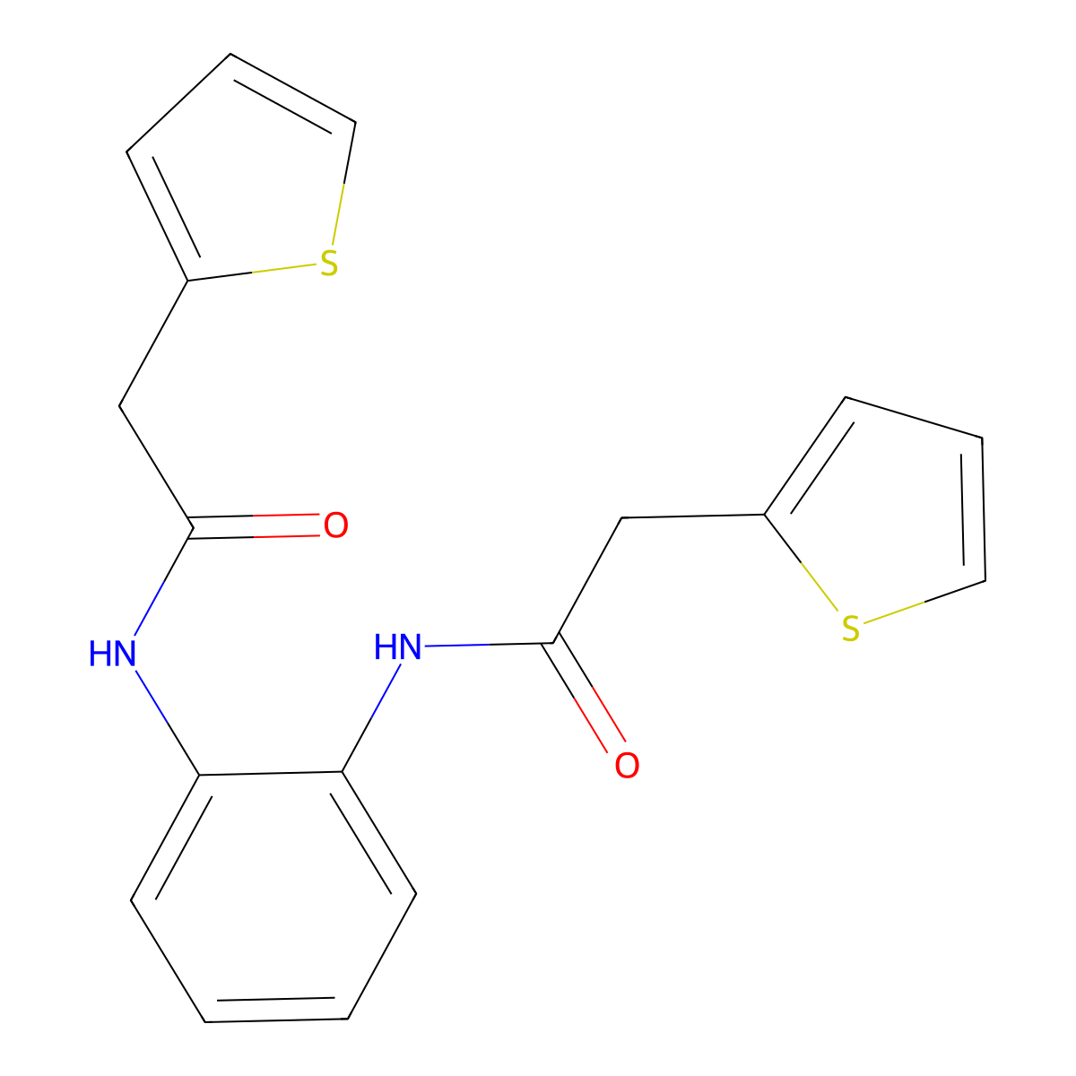 2-thiophen-2-yl-N-[2-[(2-thiophen-2-ylacetyl)amino]phenyl]acetamide molecular structure, CAS 690680-79-6