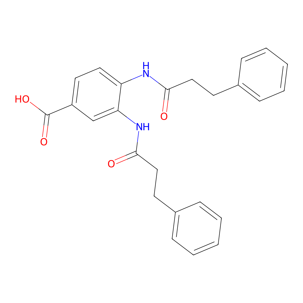 3,4-Bis[(3-phenylpropanoyl)amino]benzoic acid molecular structure, CAS 690681-07-3