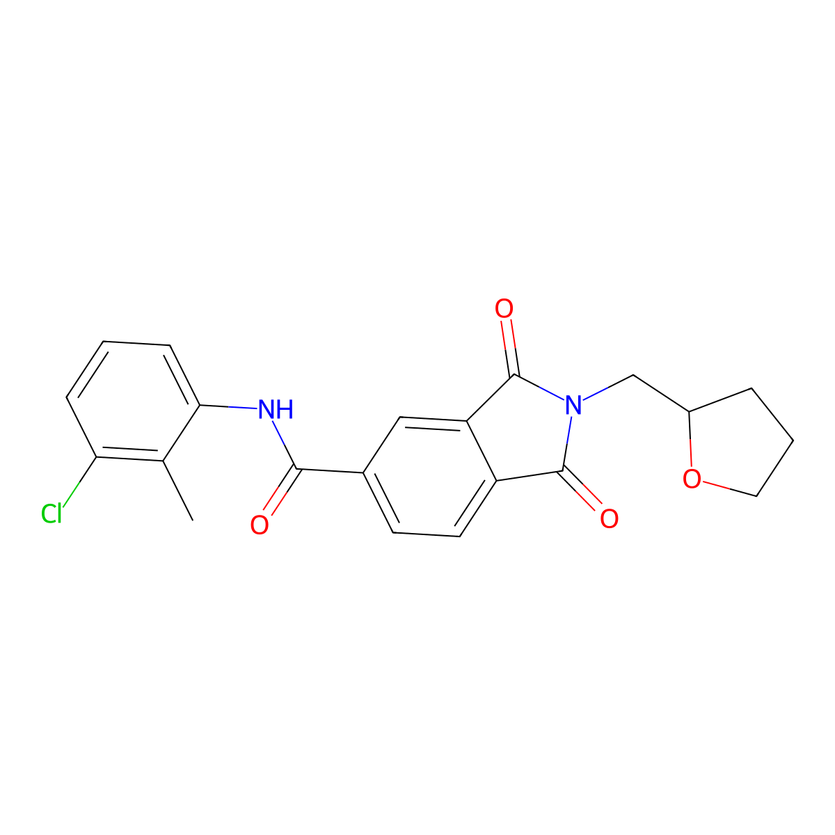 N-(3-chloro-2-methylphenyl)-1,3-dioxo-2-(oxolan-2-ylmethyl)isoindole-5-carboxamide molecular structure, CAS 690681-51-7