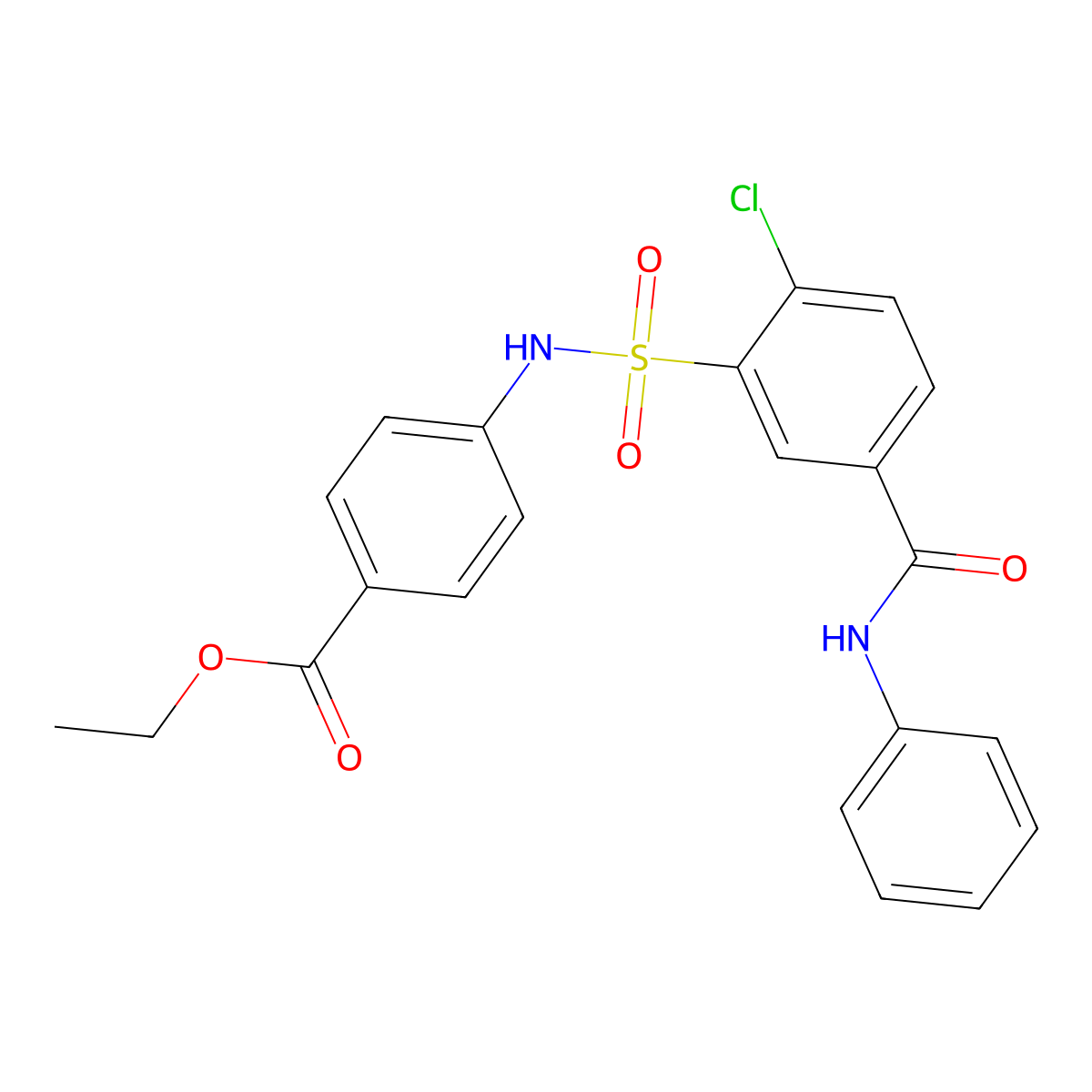 Ethyl 4-((2-chloro-5-(phenylcarbamoyl)phenyl)sulfonamido)benzoate molecular structure, CAS 690681-65-3