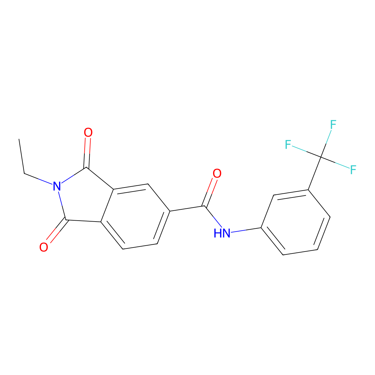 2-ethyl-1,3-dioxo-N-[3-(trifluoromethyl)phenyl]isoindole-5-carboxamide molecular structure, CAS 690681-72-2