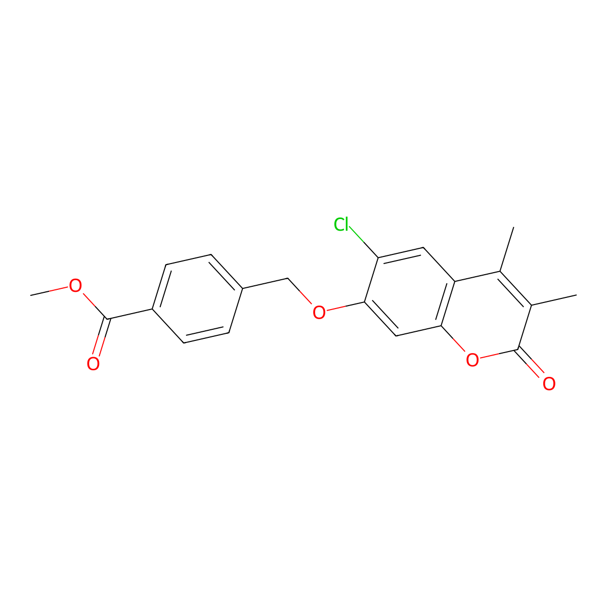 methyl 4-{[(6-chloro-3,4-dimethyl-2-oxo-2H-chromen-7-yl)oxy]methyl}benzoate molecular structure, CAS 690682-19-0