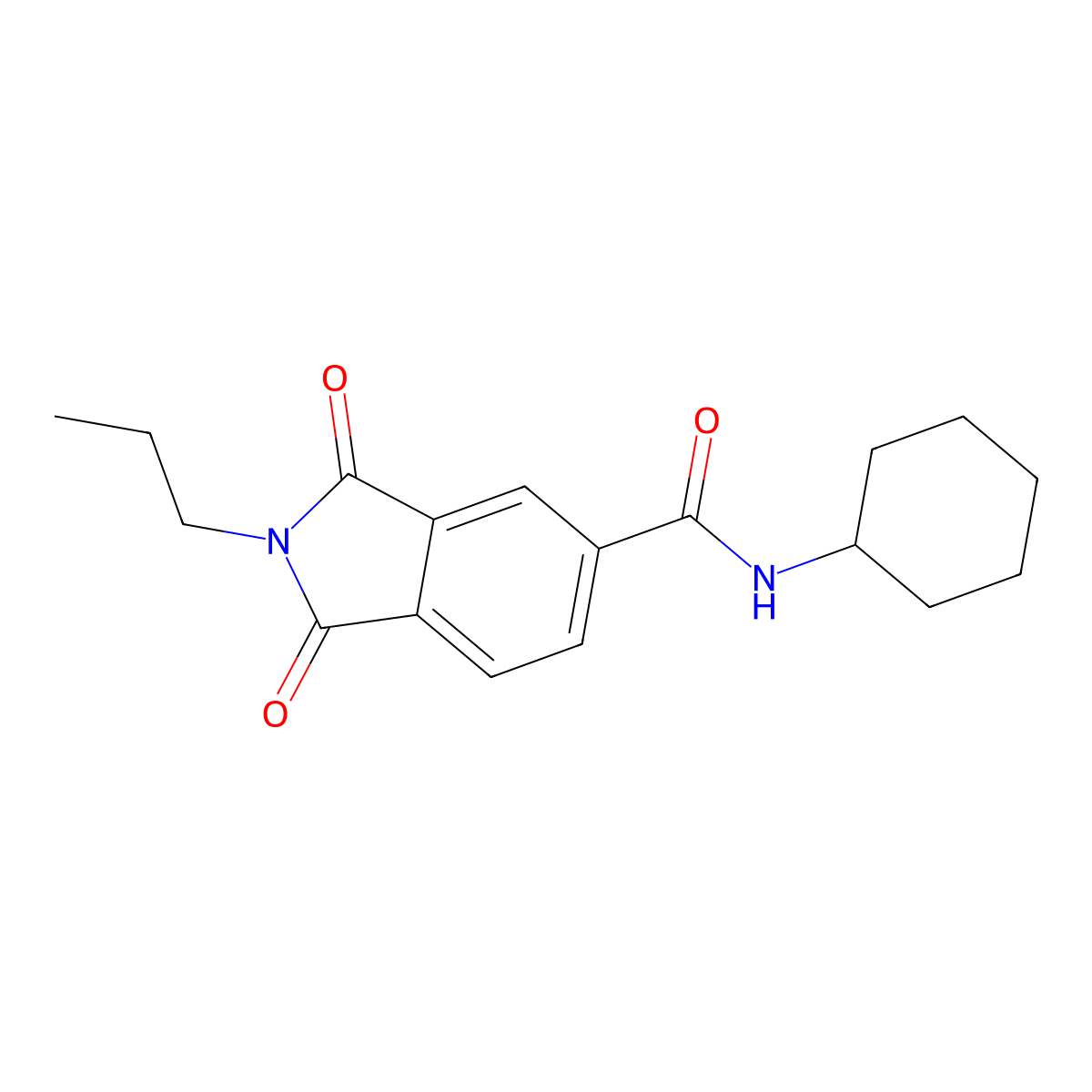 N-cyclohexyl-1,3-dioxo-2-propylisoindole-5-carboxamide molecular structure, CAS 690682-45-2