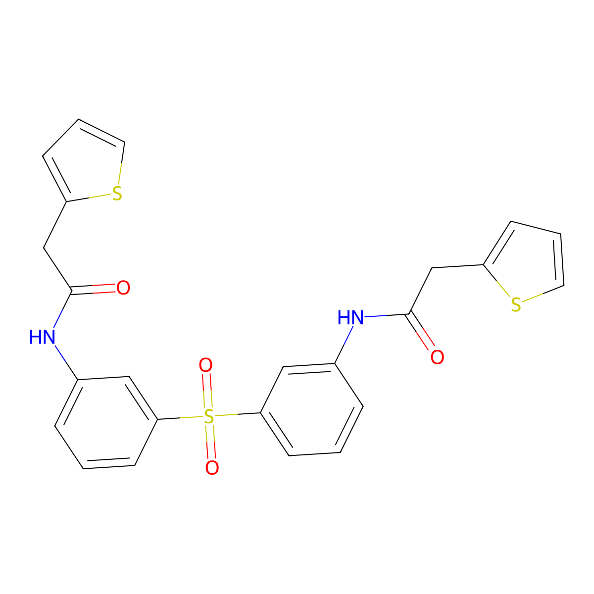 2-thiophen-2-yl-N-[3-[3-[(2-thiophen-2-ylacetyl)amino]phenyl]sulfonylphenyl]acetamide molecular structure, CAS 690682-54-3