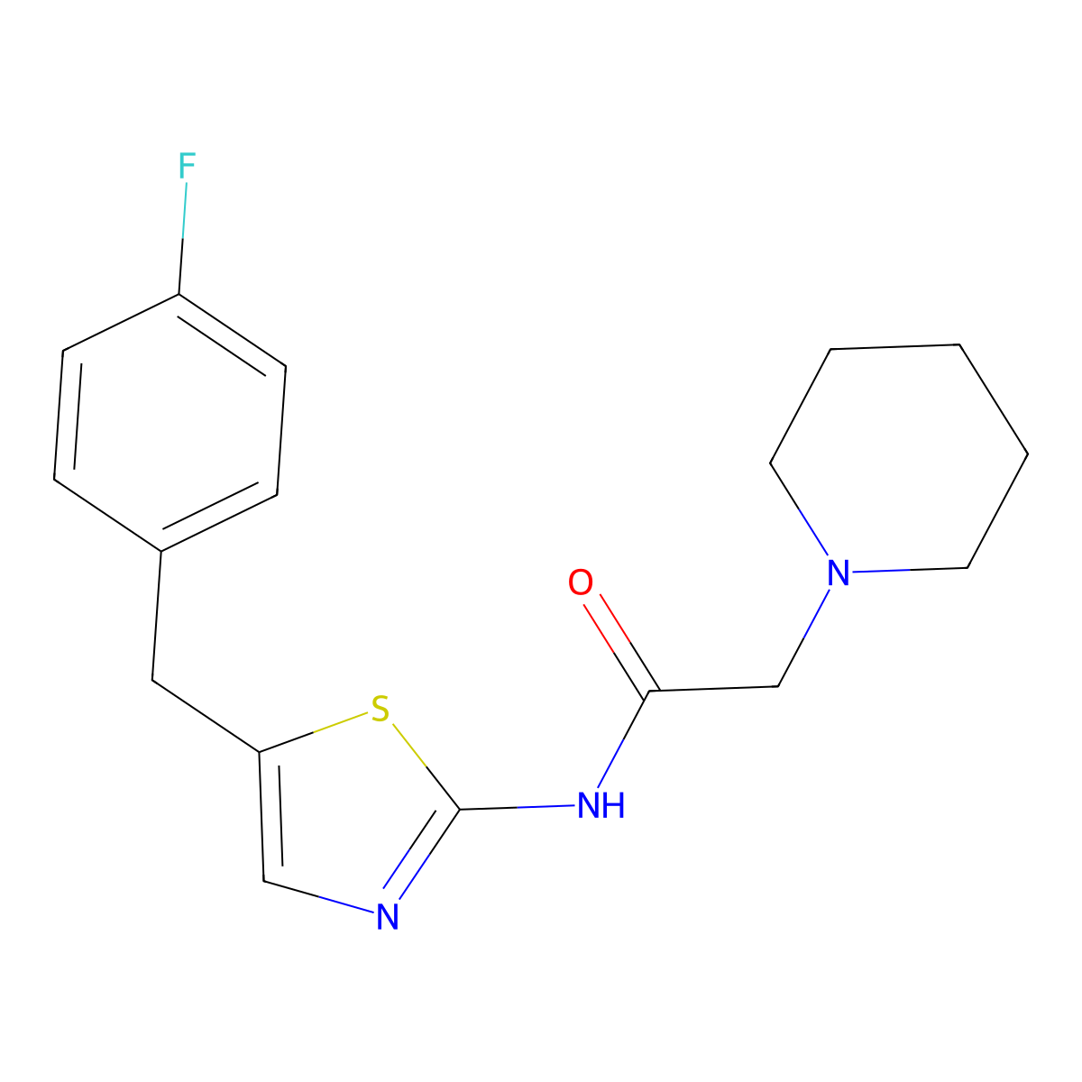N-[5-[(4-fluorophenyl)methyl]-1,3-thiazol-2-yl]-2-piperidin-1-ylacetamide molecular structure, CAS 690682-64-5