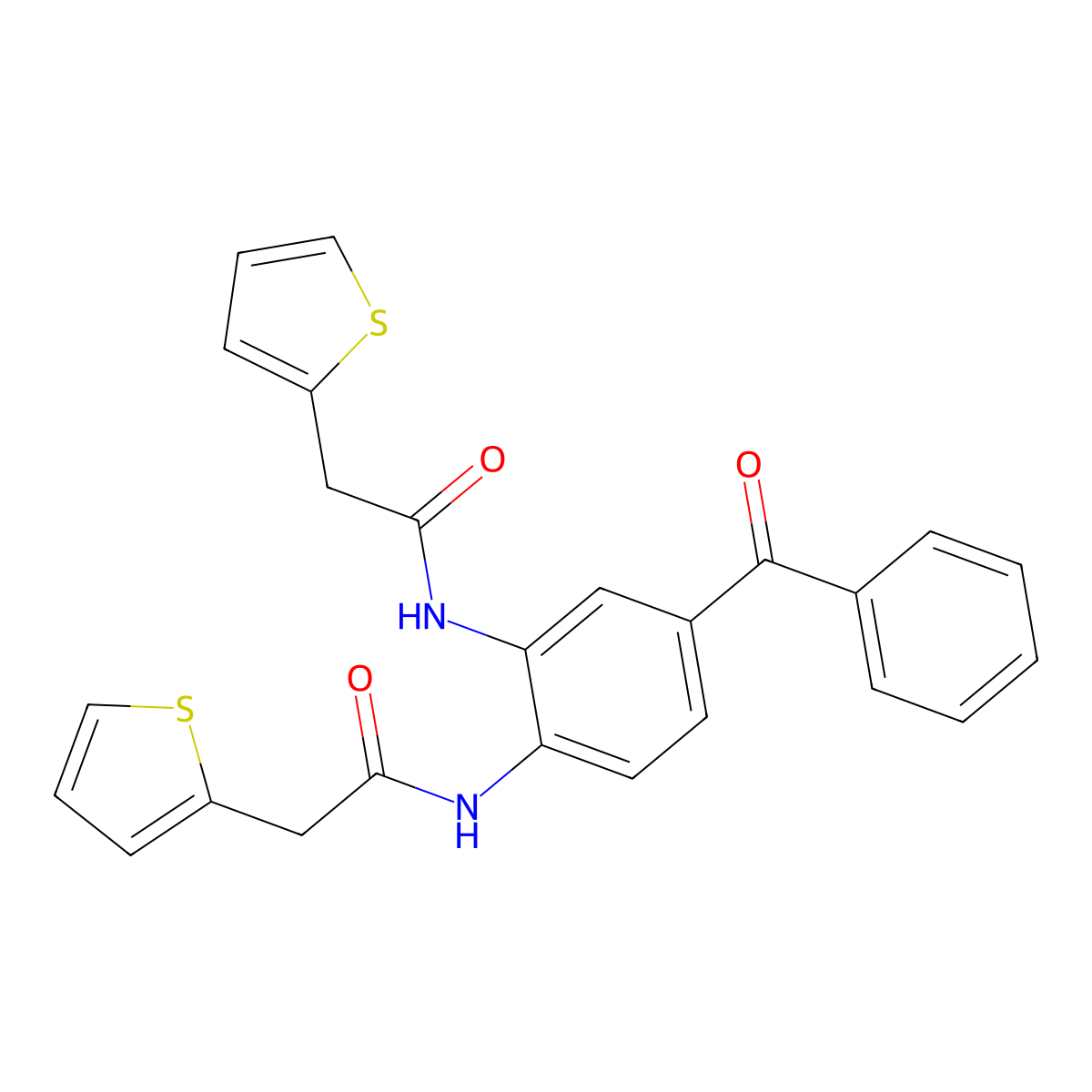 N-[4-benzoyl-2-[(2-thiophen-2-ylacetyl)amino]phenyl]-2-thiophen-2-ylacetamide molecular structure, CAS 690682-73-6