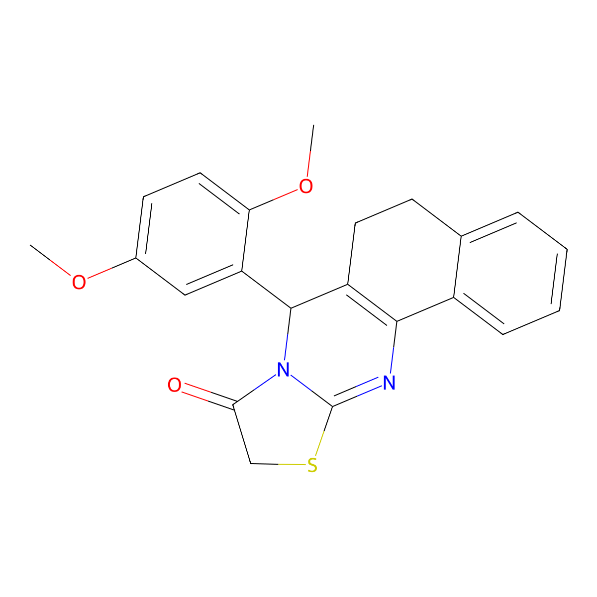 7-(2,5-dimethoxyphenyl)-7,10-dihydro-5H-benzo[h]thiazolo[2,3-b]quinazolin-9(6H)-one molecular structure, CAS 690683-16-0