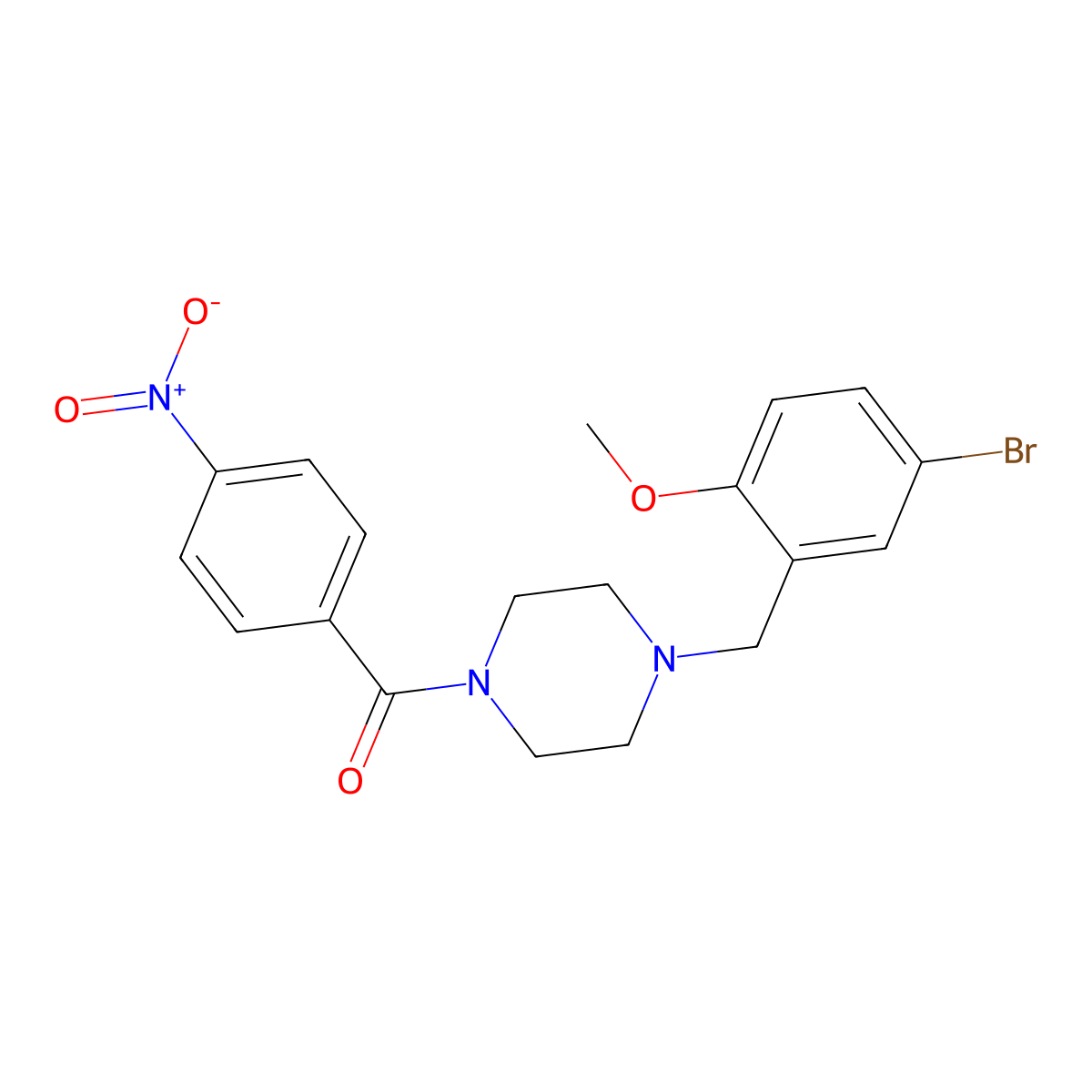 [4-[(5-Bromo-2-methoxyphenyl)methyl]piperazin-1-yl]-(4-nitrophenyl)methanone molecular structure, CAS 690683-91-1