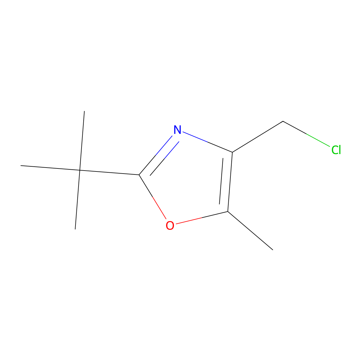 2-Tert-butyl-4-chloromethyl-5-methyl-oxazole molecular structure, CAS 690684-13-0