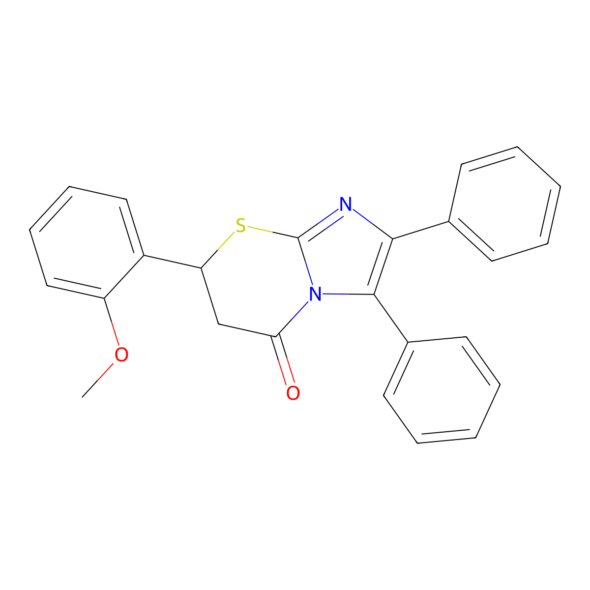 7-(2-methoxyphenyl)-2,3-diphenyl-6,7-dihydro-5H-imidazo[2,1-b][1,3]thiazin-5-one molecular structure, CAS 690684-66-3