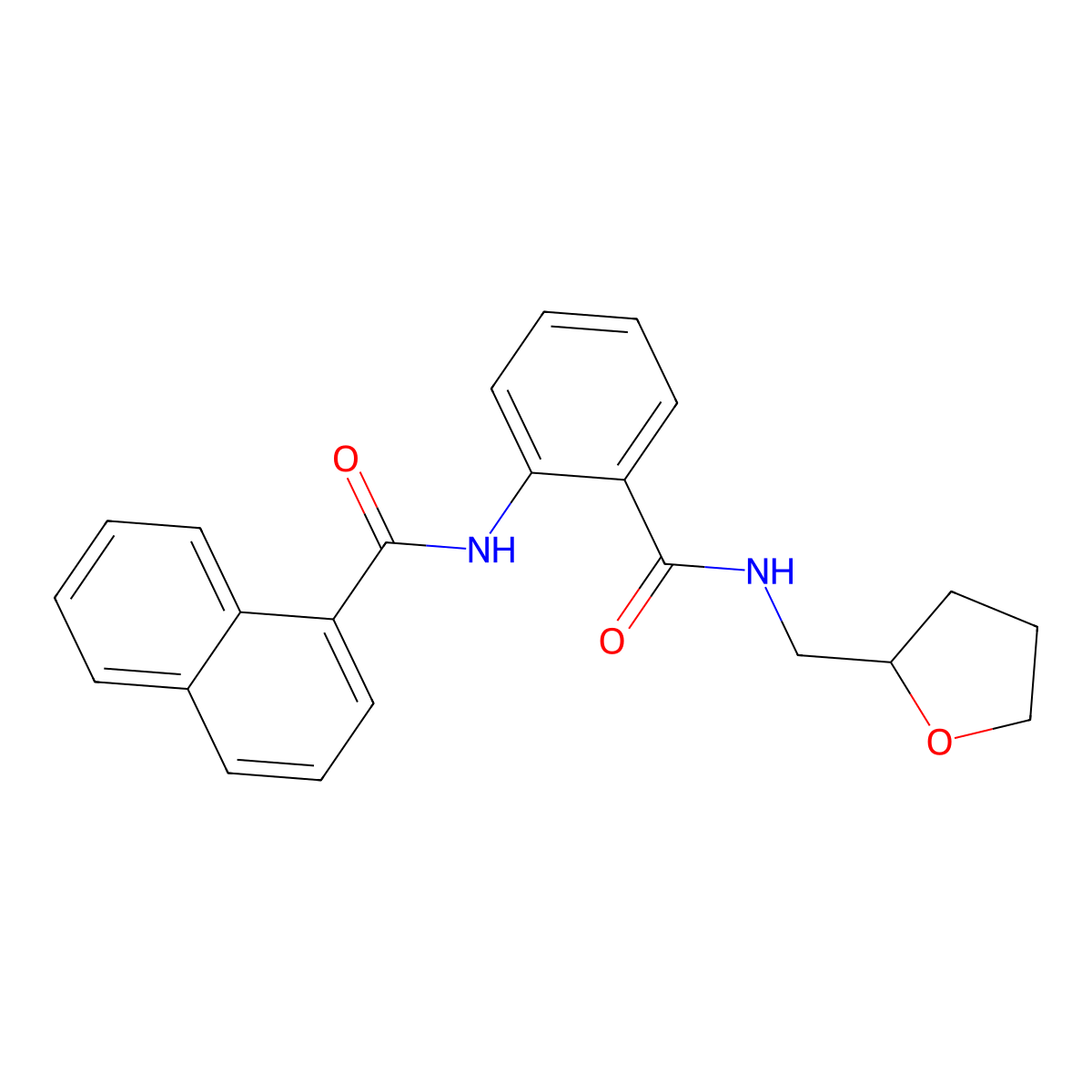N-[2-(oxolan-2-ylmethylcarbamoyl)phenyl]naphthalene-1-carboxamide molecular structure, CAS 690684-72-1