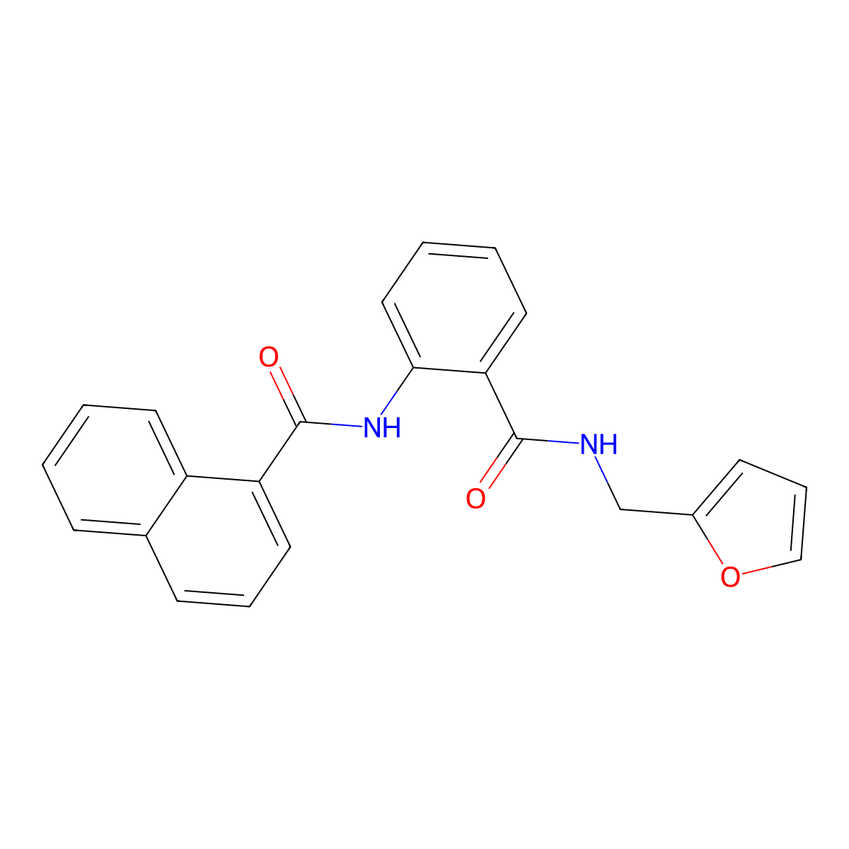 N-[2-(furan-2-ylmethylcarbamoyl)phenyl]naphthalene-1-carboxamide molecular structure, CAS 690684-80-1