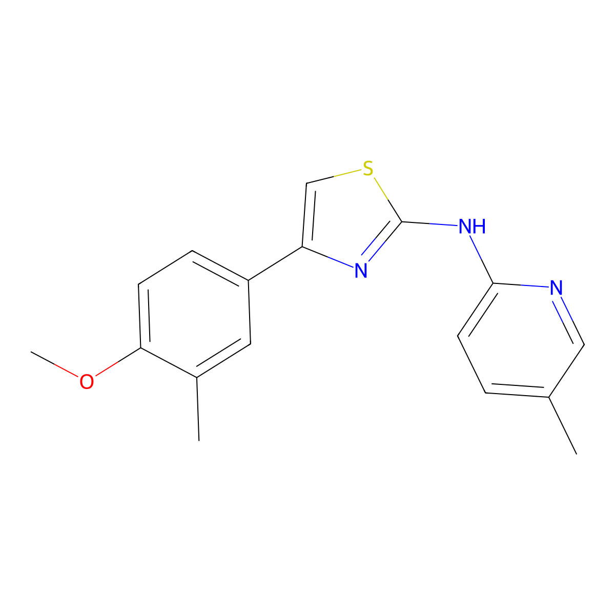 4-(4-methoxy-3-methylphenyl)-N-(5-methylpyridin-2-yl)-1,3-thiazol-2-amine molecular structure, CAS 690685-59-7