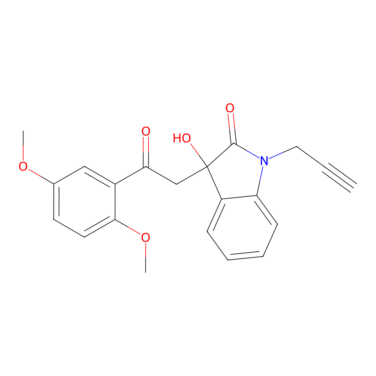 3-[2-(2,5-Dimethoxyphenyl)-2-oxoethyl]-3-hydroxy-1-prop-2-ynylindol-2-one molecular structure, CAS 690685-74-6