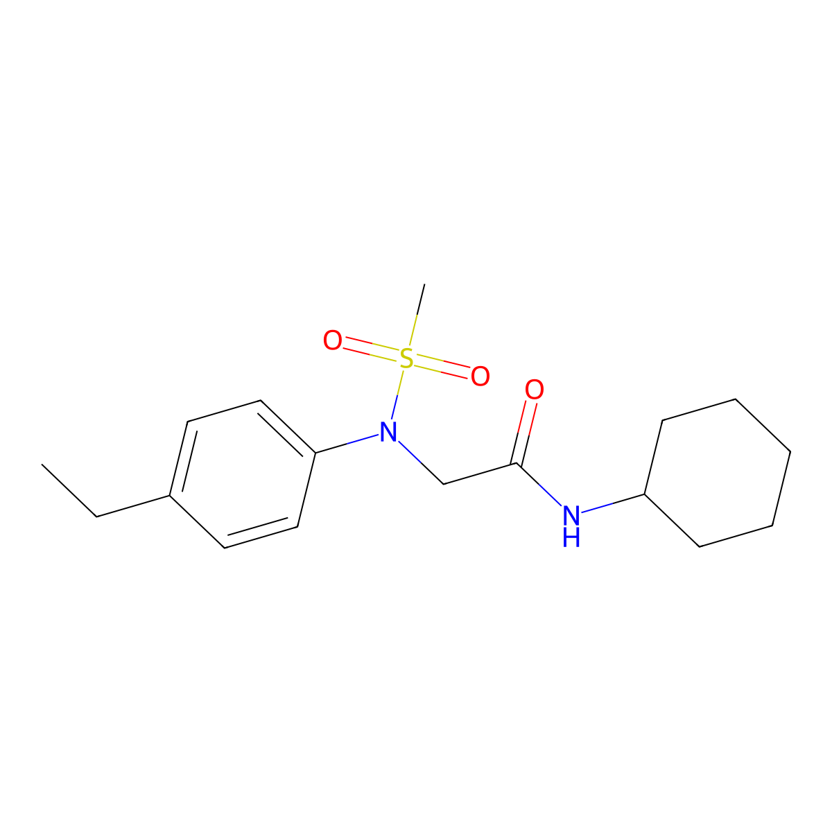 N-cyclohexyl-2-(4-ethyl-N-methylsulfonylanilino)acetamide molecular structure, CAS 690685-99-5