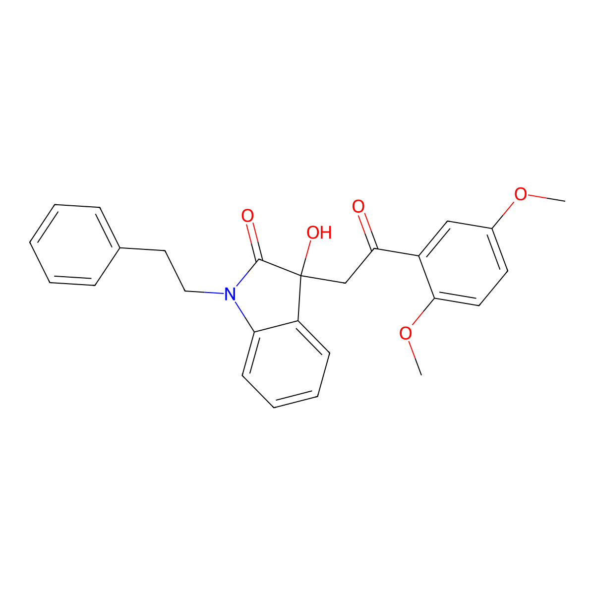 3-[2-(2,5-dimethoxyphenyl)-2-oxoethyl]-3-hydroxy-1-(2-phenylethyl)-1,3-dihydro-2H-indol-2-one molecular structure, CAS 690686-29-4