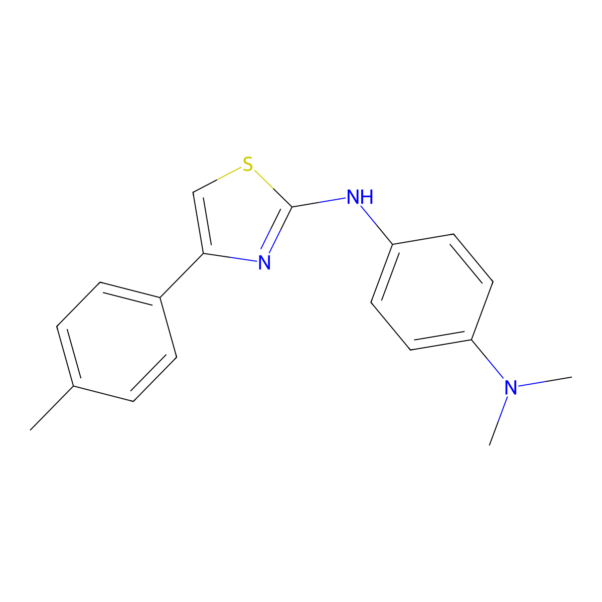 N,N-dimethyl-N'-[4-(4-methylphenyl)-1,3-thiazol-2-yl]benzene-1,4-diamine molecular structure, CAS 690686-36-3