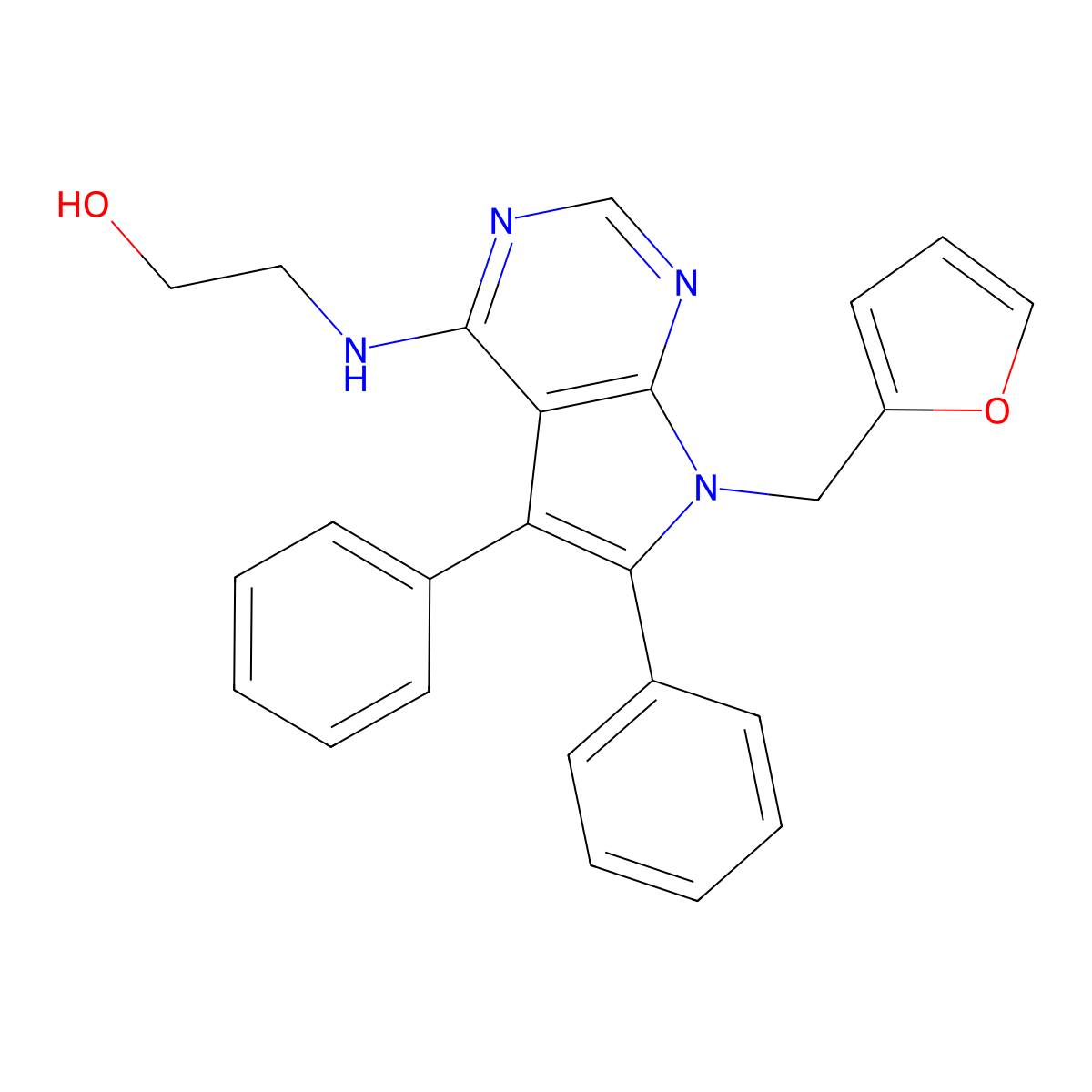 2-[[7-(Furan-2-ylmethyl)-5,6-diphenylpyrrolo[2,3-d]pyrimidin-4-yl]amino]ethanol molecular structure, CAS 690686-77-2