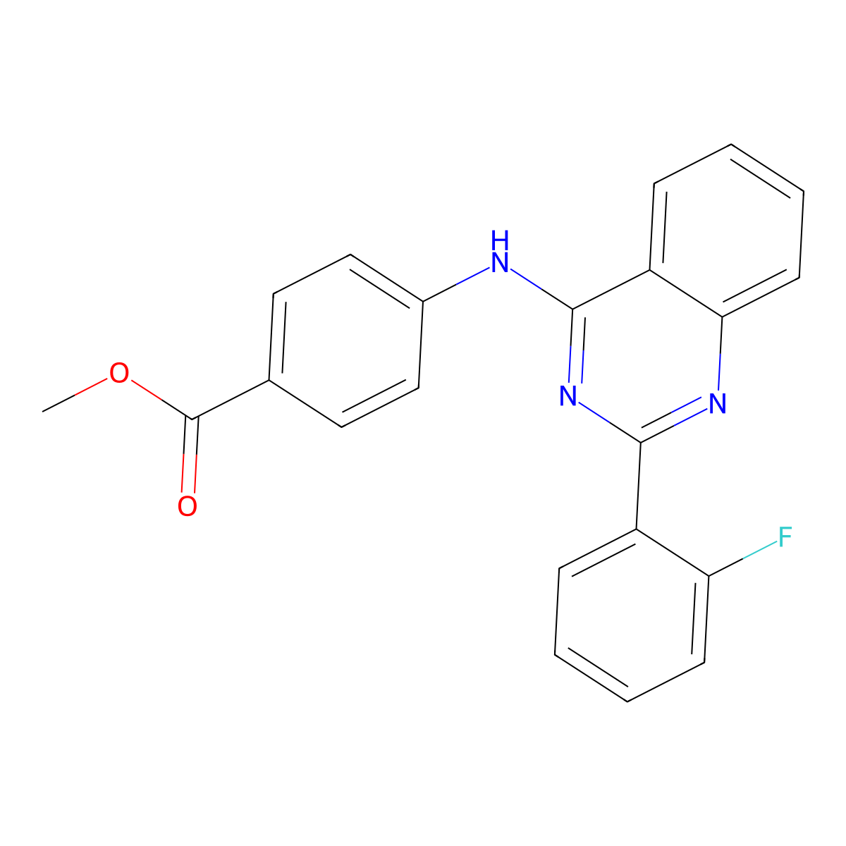 Methyl 4-((2-(2-fluorophenyl)quinazolin-4-yl)amino)benzoate molecular structure, CAS 690686-87-4