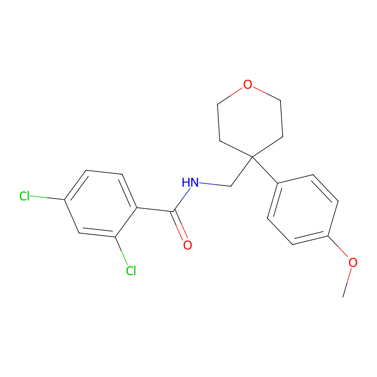 2,4-dichloro-N-[[4-(4-methoxyphenyl)oxan-4-yl]methyl]benzamide molecular structure, CAS 690686-97-6