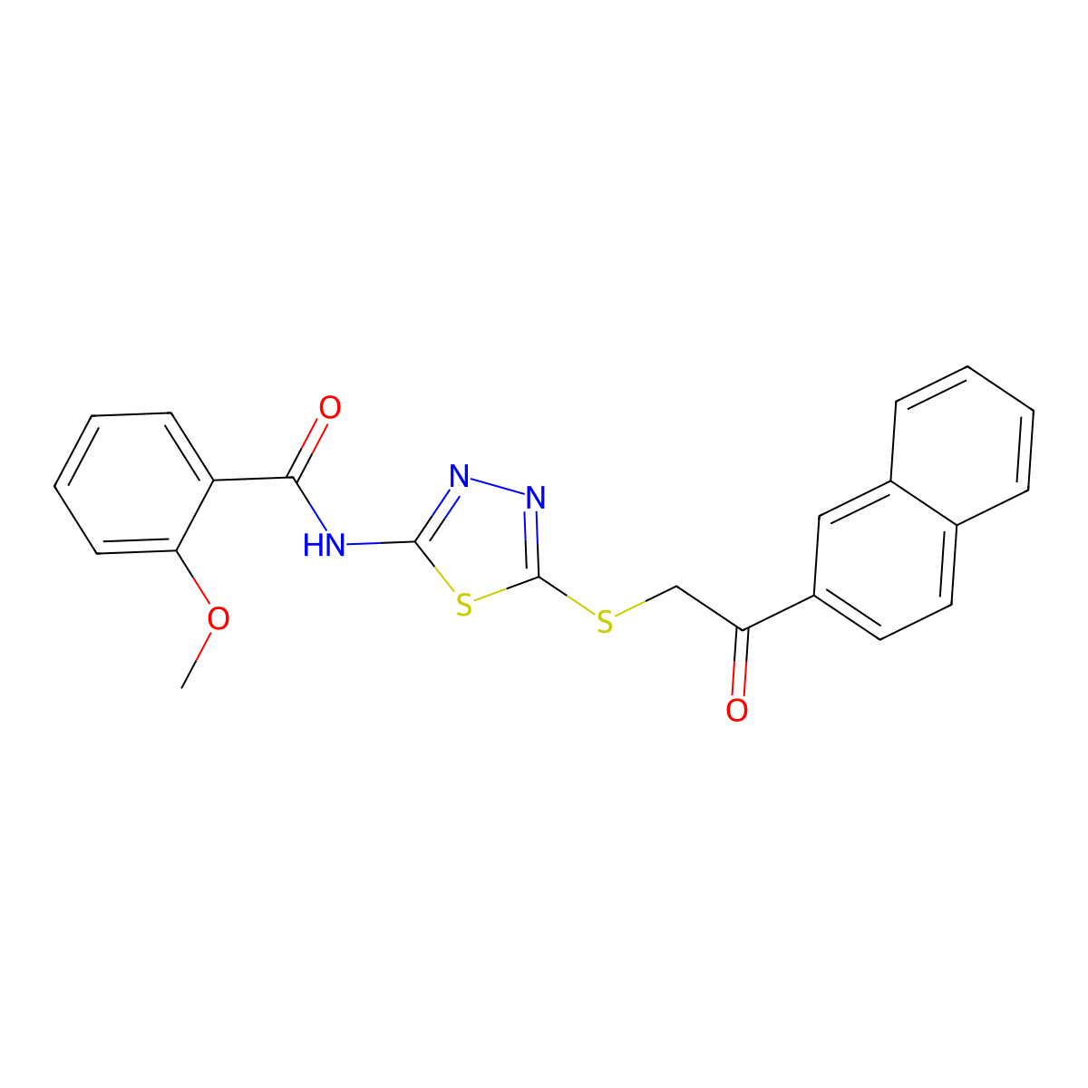2-methoxy-N-(5-{[2-(naphthalen-2-yl)-2-oxoethyl]sulfanyl}-1,3,4-thiadiazol-2-yl)benzamide molecular structure, CAS 690687-04-8