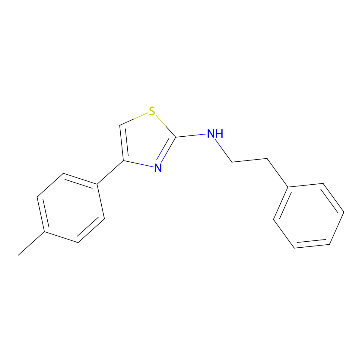 4-(4-methylphenyl)-N-(2-phenylethyl)-1,3-thiazol-2-amine molecular structure, CAS 690687-11-7