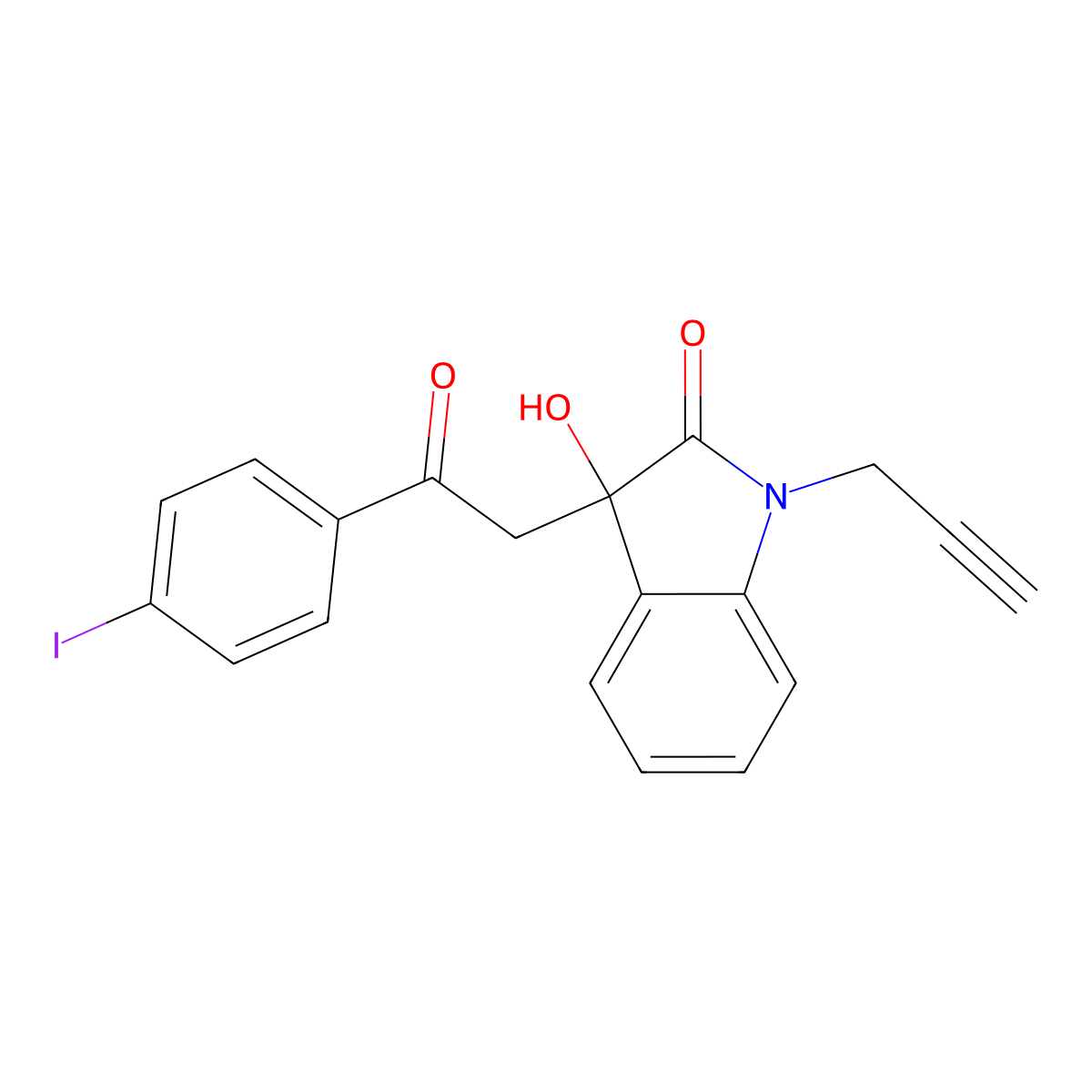 3-Hydroxy-3-[2-(4-iodophenyl)-2-oxoethyl]-1-prop-2-ynylindol-2-one molecular structure, CAS 690687-34-4