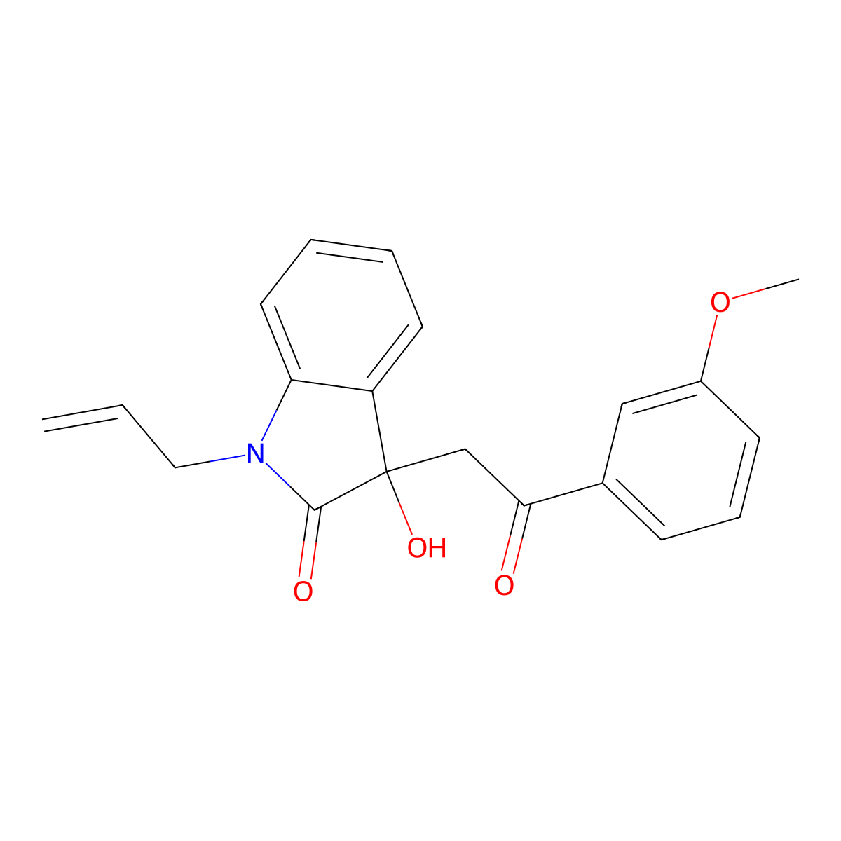 3-hydroxy-3-[2-(3-methoxyphenyl)-2-oxoethyl]-1-(prop-2-en-1-yl)-1,3-dihydro-2H-indol-2-one molecular structure, CAS 690688-29-0