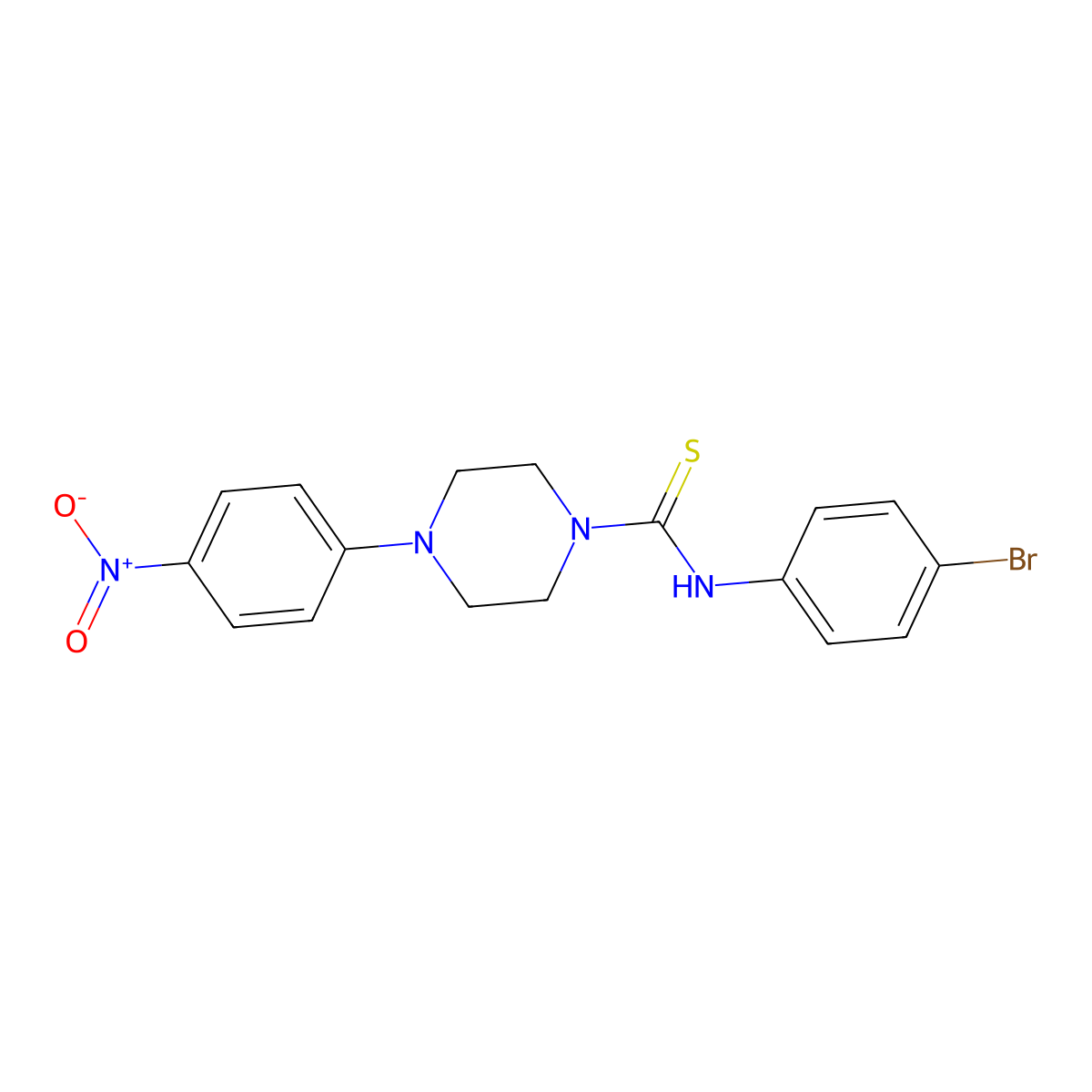 N-(4-bromophenyl)-4-(4-nitrophenyl)piperazine-1-carbothioamide molecular structure, CAS 690688-31-4