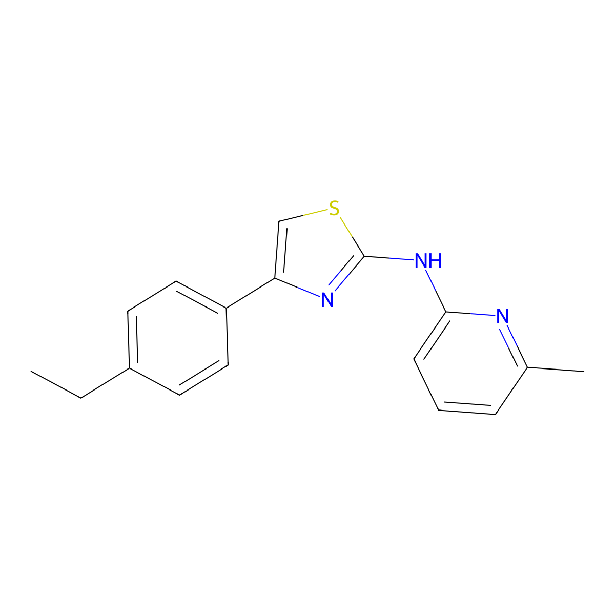 4-(4-ethylphenyl)-N-(6-methylpyridin-2-yl)-1,3-thiazol-2-amine molecular structure, CAS 690688-34-7