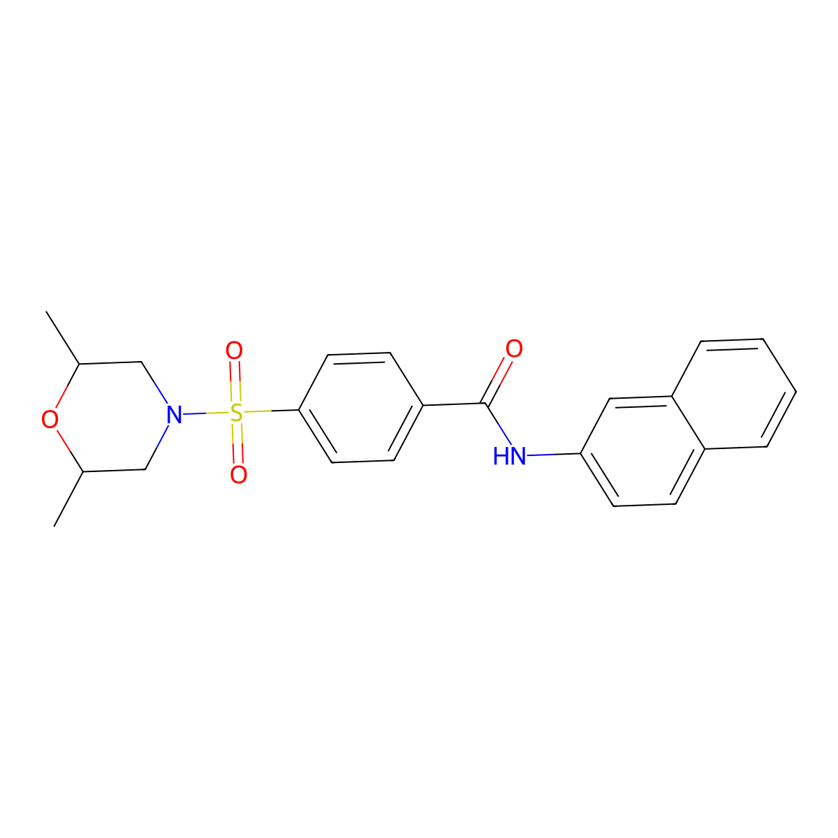 4-((2,6-dimethylmorpholino)sulfonyl)-N-(naphthalen-2-yl)benzamide molecular structure, CAS 690688-42-7
