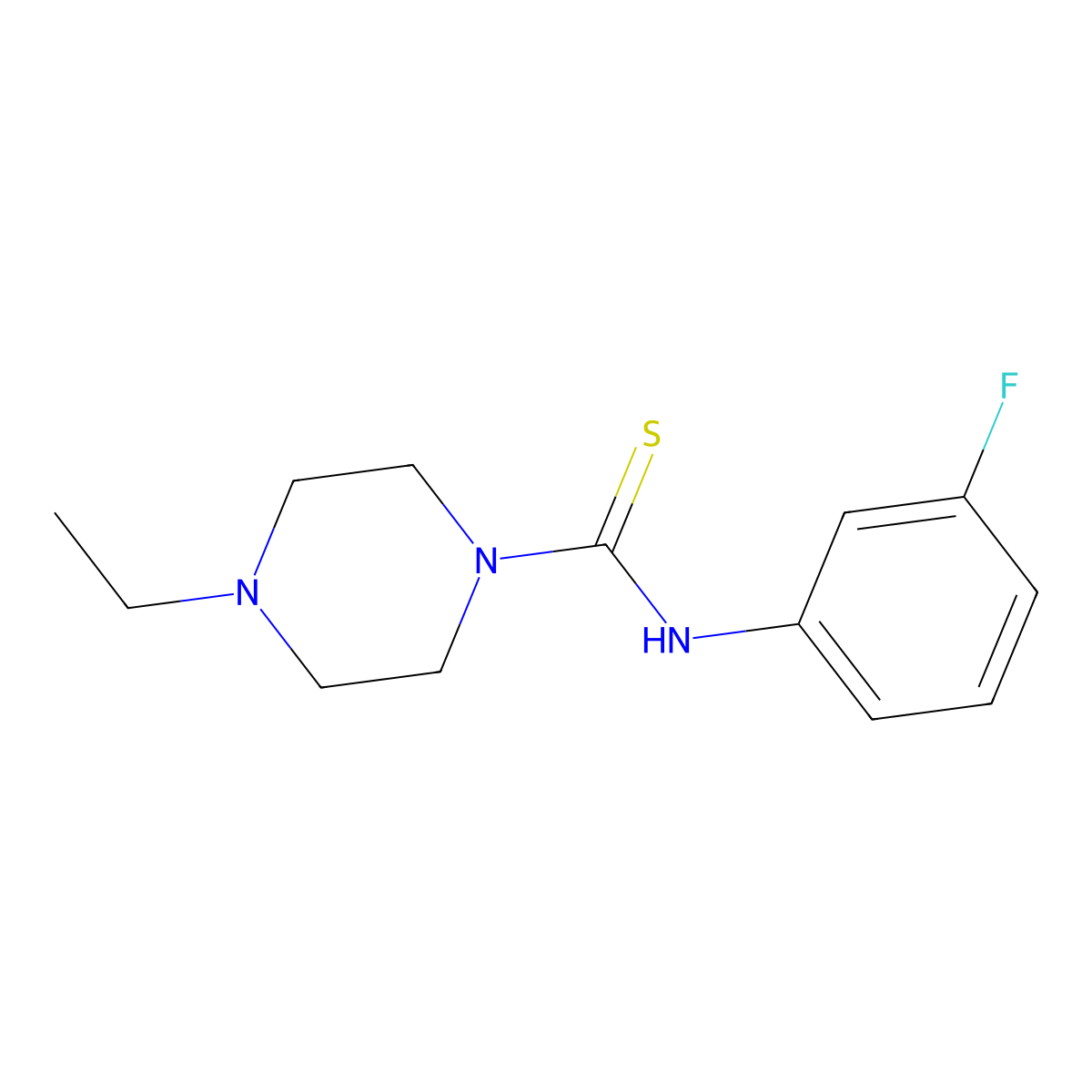 4-ethyl-N-(3-fluorophenyl)piperazine-1-carbothioamide molecular structure, CAS 690688-59-6