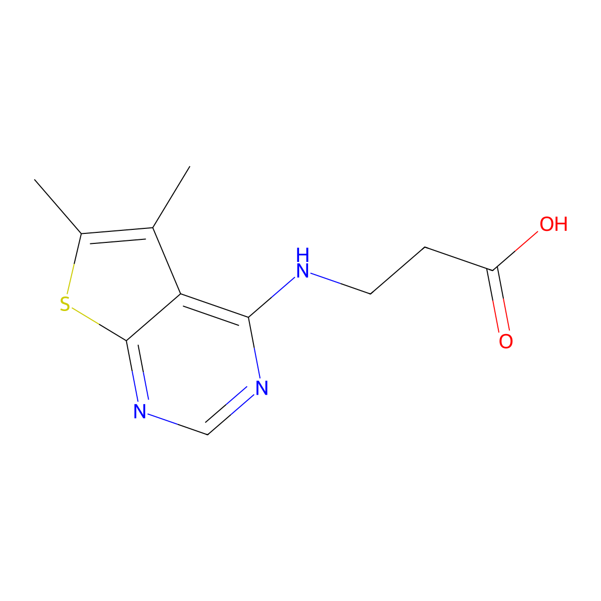 3-(5,6-Dimethyl-thieno[2,3-d]pyrimidin-4-ylamino)-propionic acid molecular structure, CAS 690688-63-2