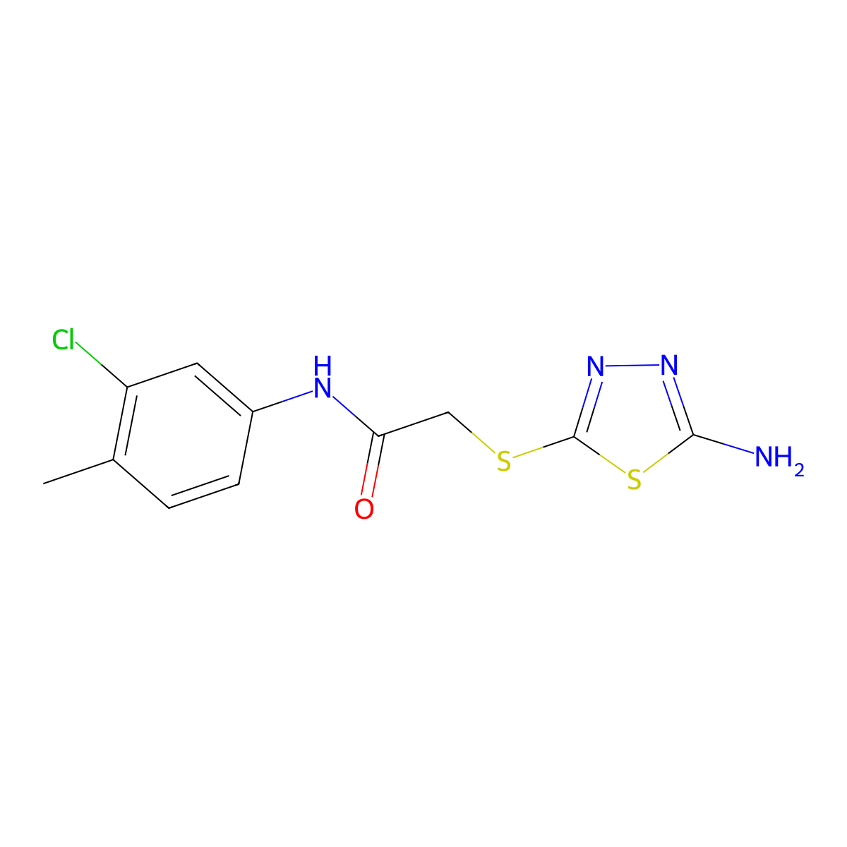 2-((5-Amino-1,3,4-thiadiazol-2-YL)thio)-N-(3-chloro-4-methylphenyl)acetamide molecular structure, CAS 690688-75-6