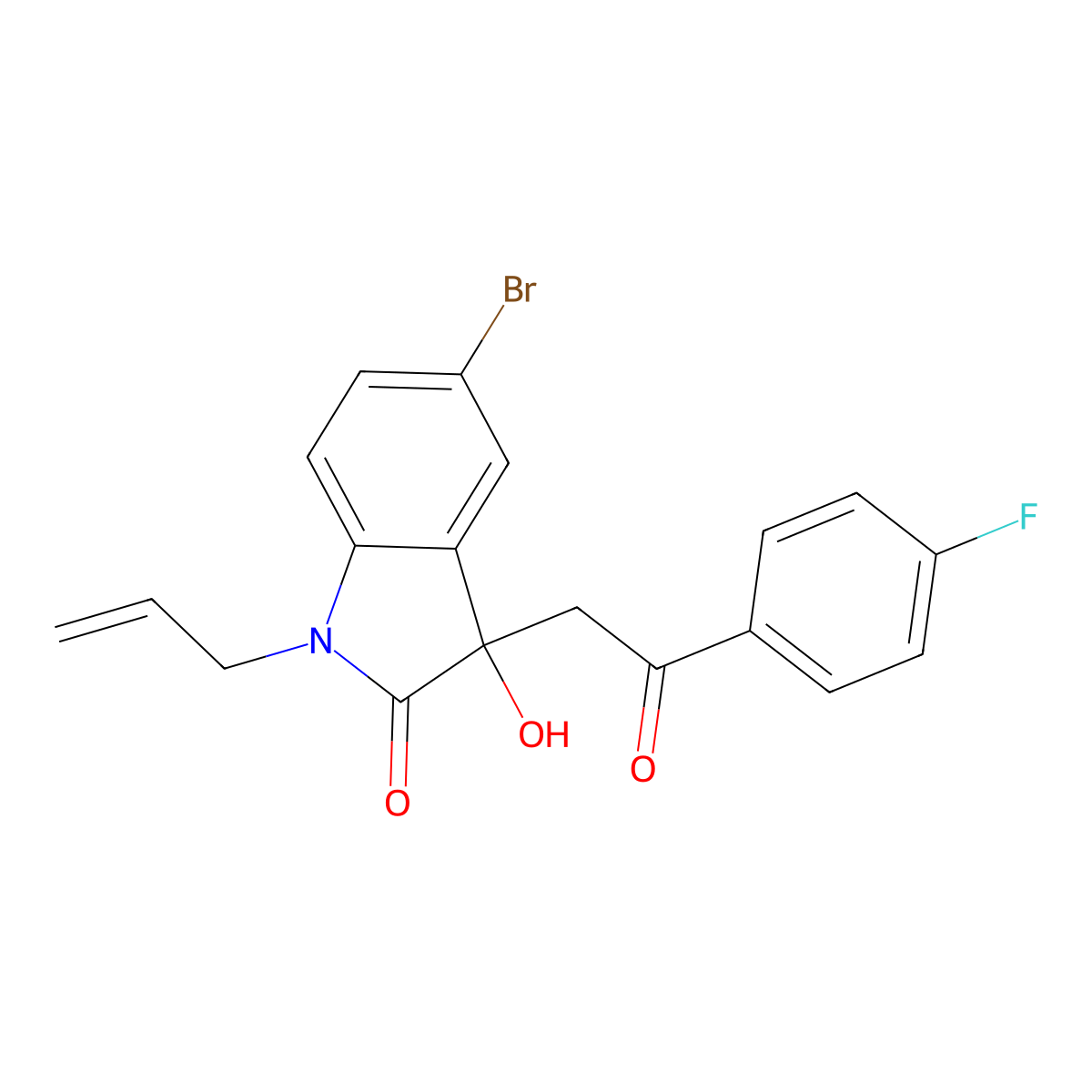 5-Bromo-3-[2-(4-fluorophenyl)-2-oxoethyl]-3-hydroxy-1-prop-2-enylindol-2-one molecular structure, CAS 690688-93-8