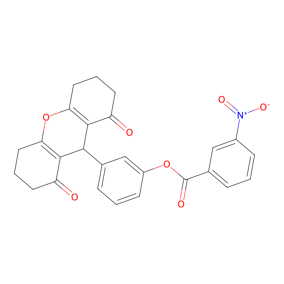 3-(1,8-dioxo-2,3,4,5,6,7,8,9-octahydro-1H-xanthen-9-yl)phenyl 3-nitrobenzoate molecular structure, CAS 690689-15-7