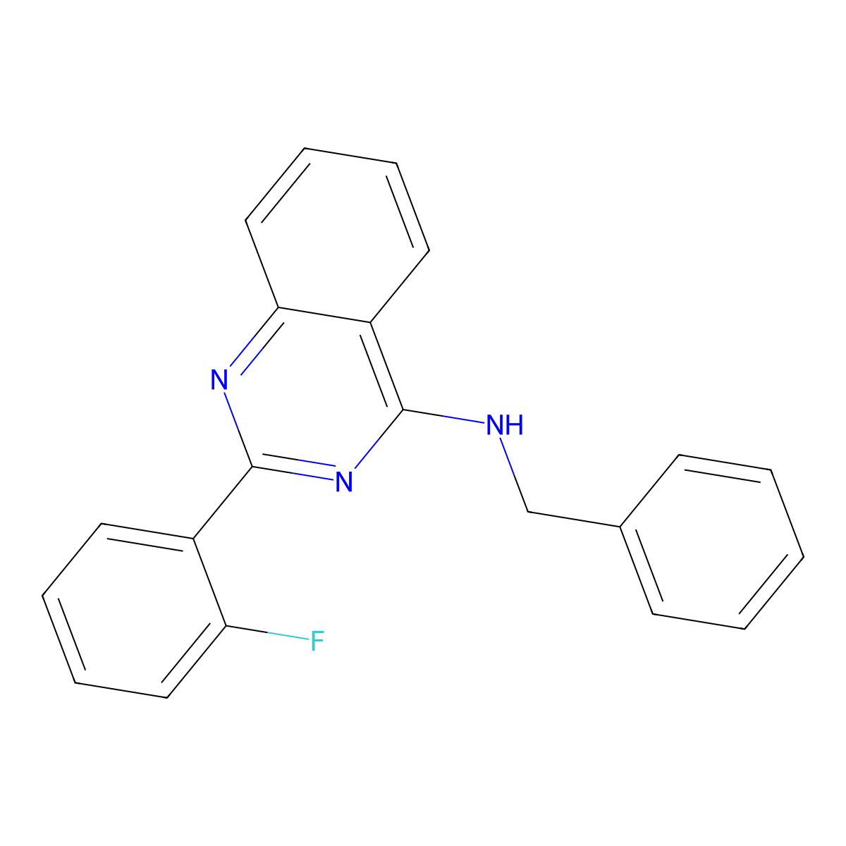 N-benzyl-2-(2-fluorophenyl)quinazolin-4-amine molecular structure, CAS 690689-32-8