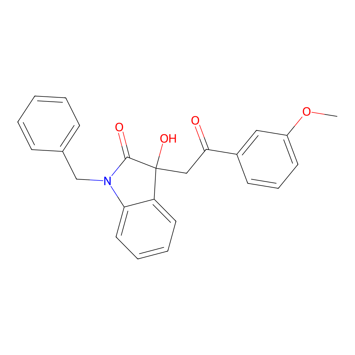 1-benzyl-3-hydroxy-3-[2-(3-methoxyphenyl)-2-oxoethyl]-1,3-dihydro-2H-indol-2-one molecular structure, CAS 690689-39-5