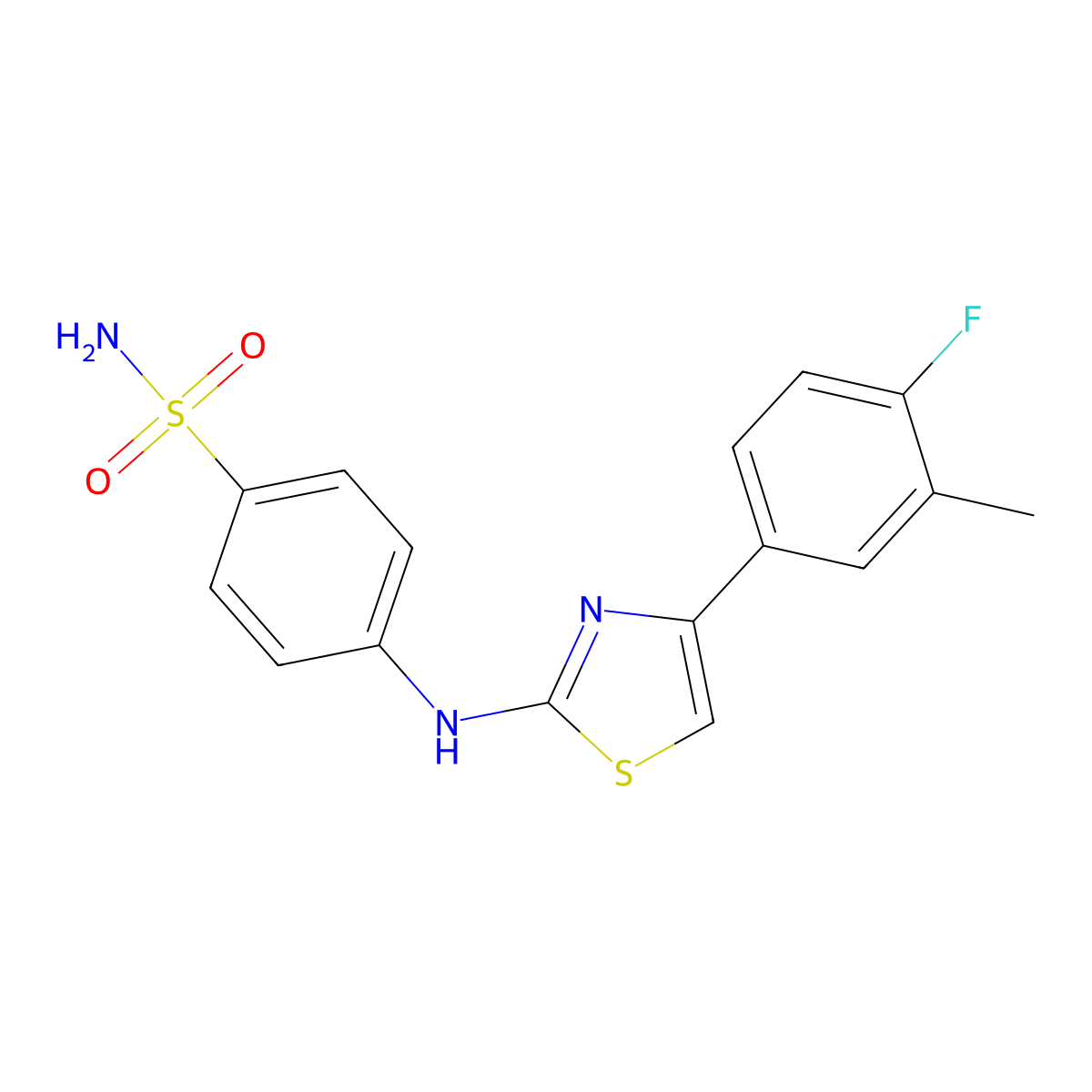 4-[[4-(4-Fluoro-3-methylphenyl)-1,3-thiazol-2-yl]amino]benzenesulfonamide molecular structure, CAS 690689-42-0
